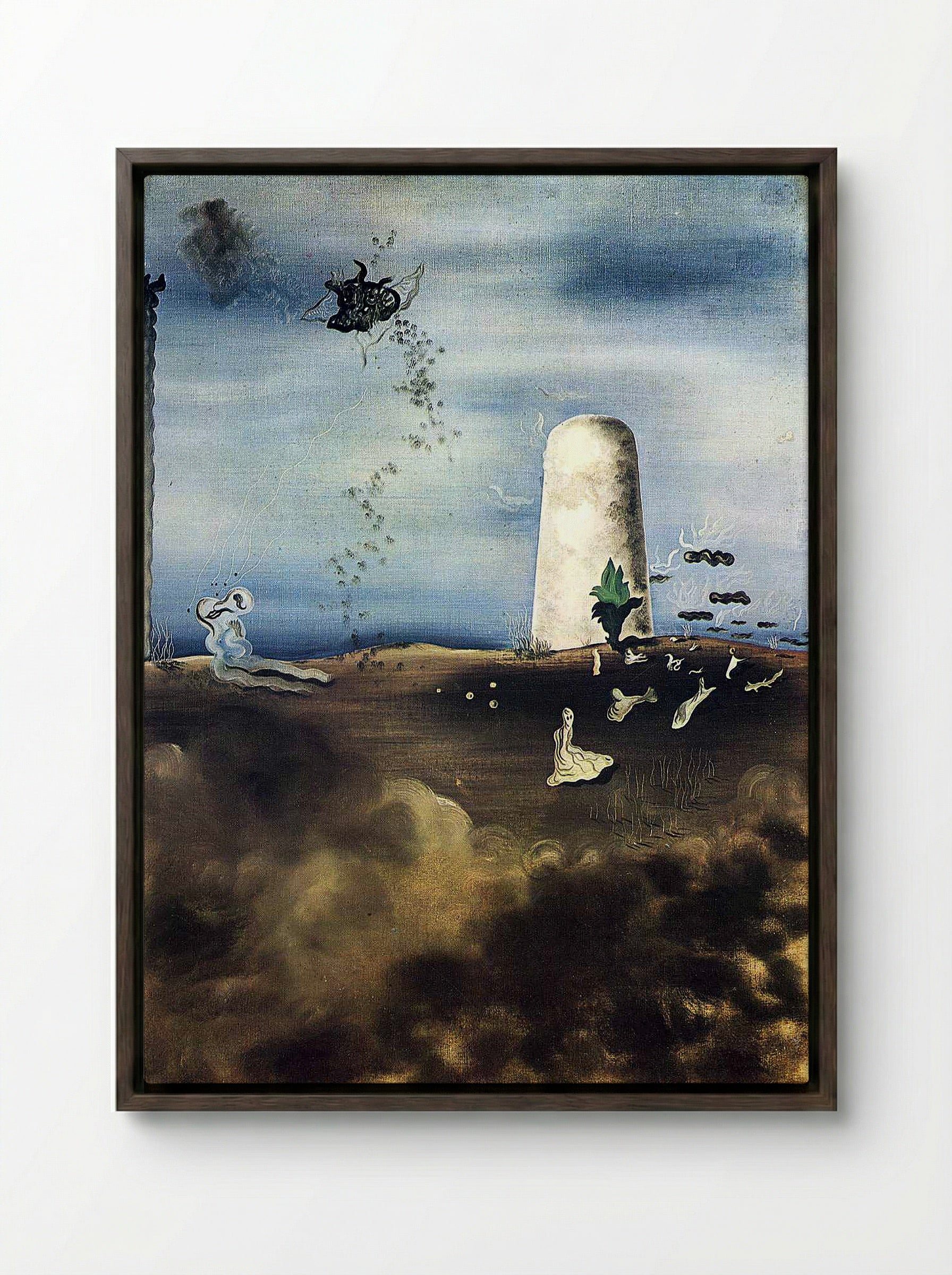 Death Awaiting his Family - Salvador Dalí - Framed Canvas Dark Wood