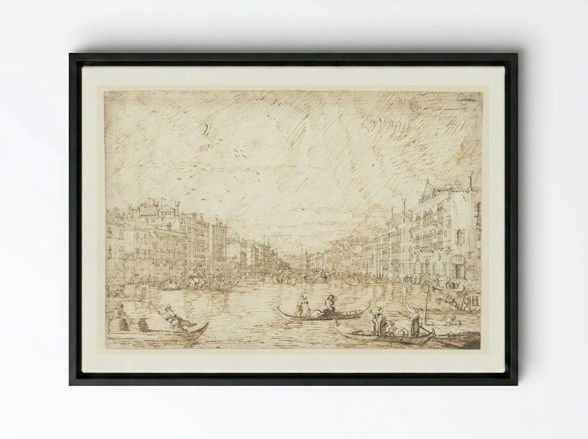 The Grand Canal, Venice - Canaletto - Framed Canvas Black