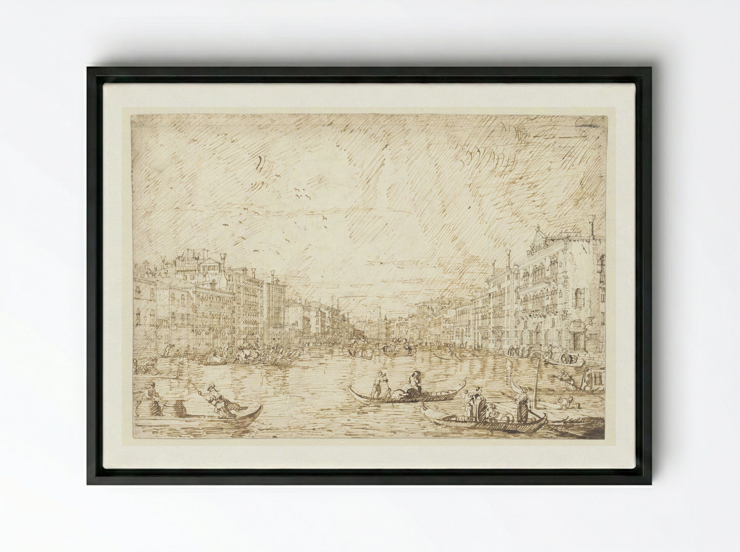 The Grand Canal, Venice - Canaletto - Framed Canvas Black
