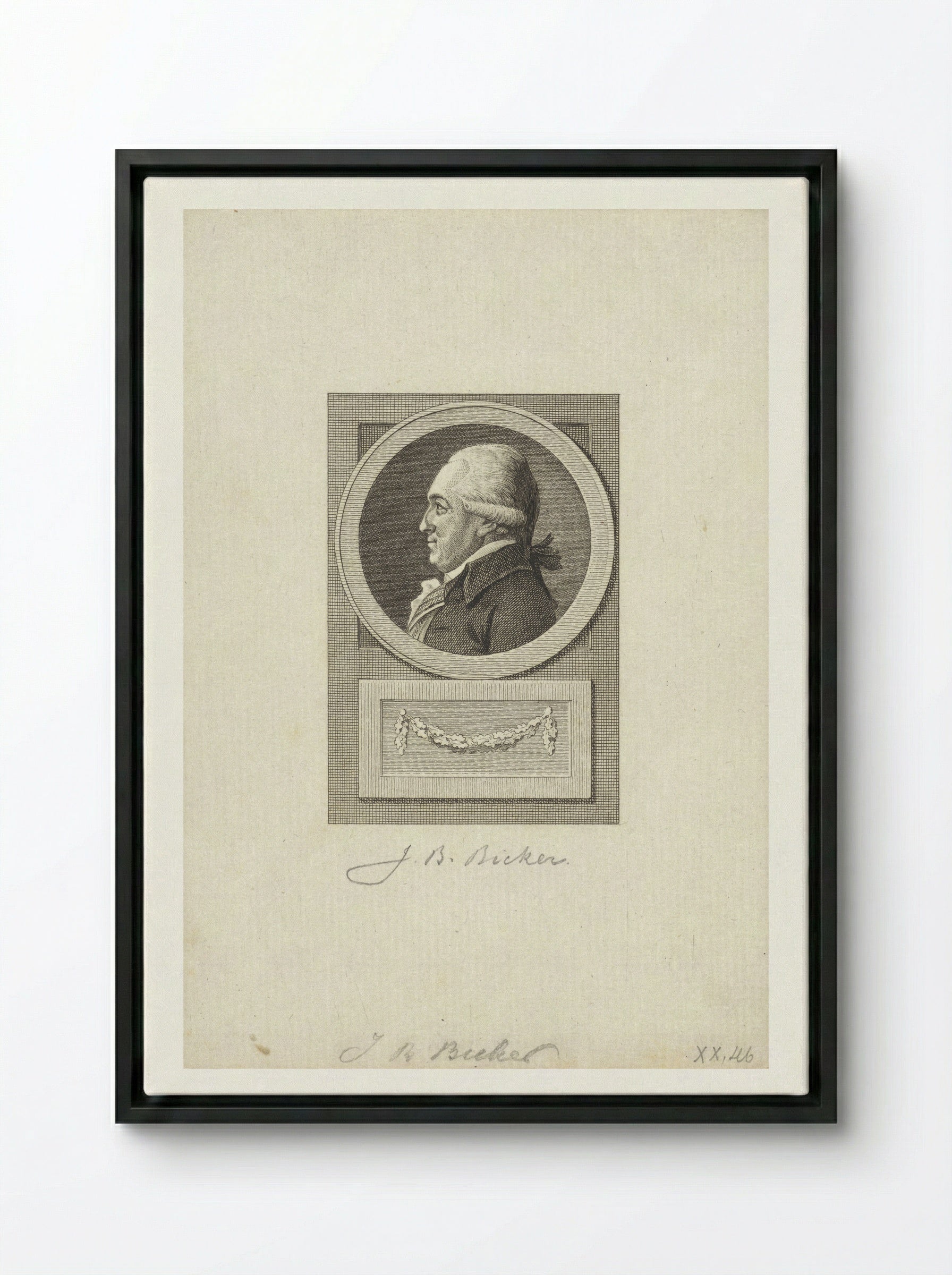 Portret van Jan Bernd Bicker - Reinier Vinkeles (I) - Framed Canvas Black