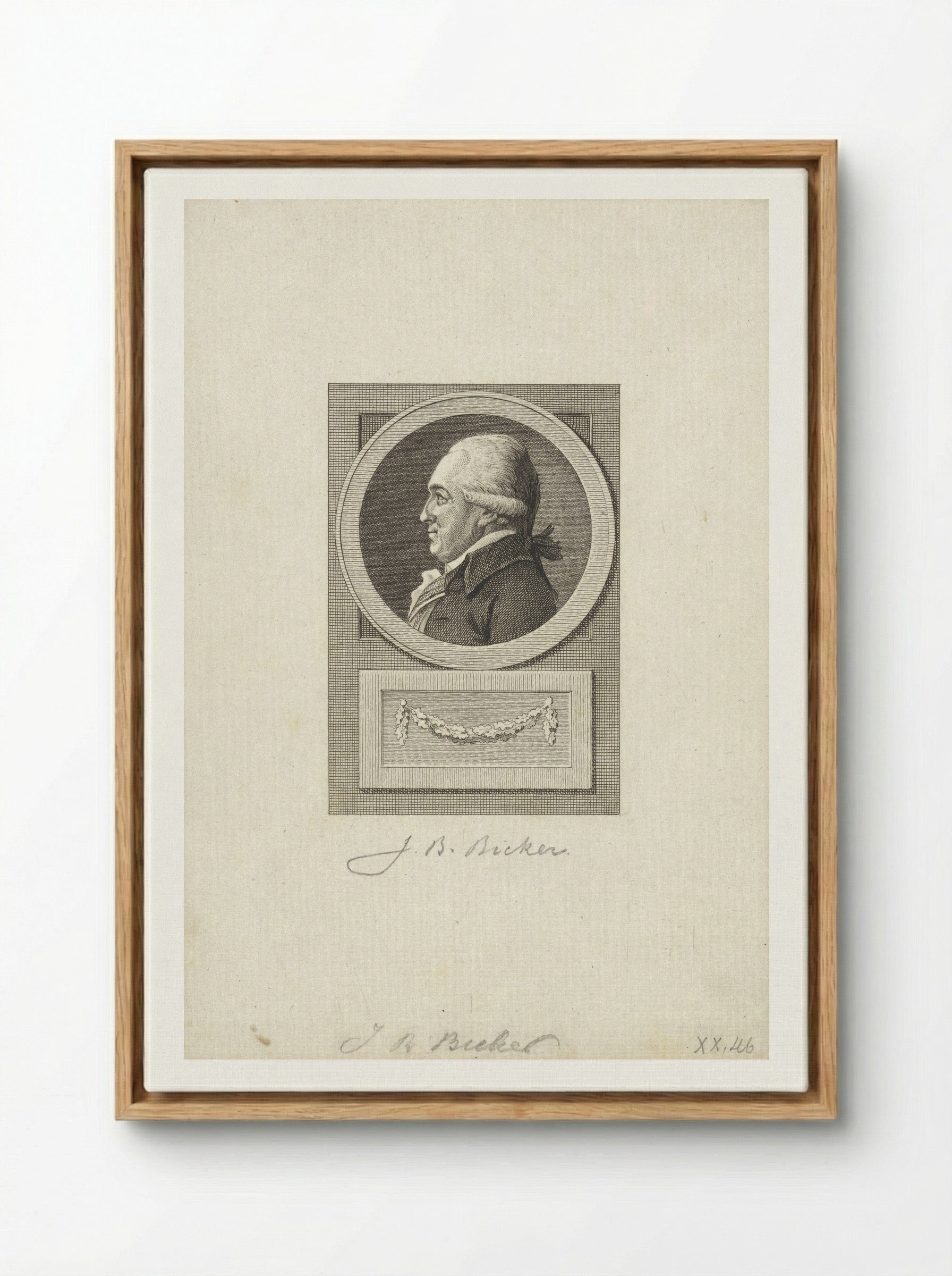 Portret van Jan Bernd Bicker - Reinier Vinkeles (I) - Framed Canvas Wood