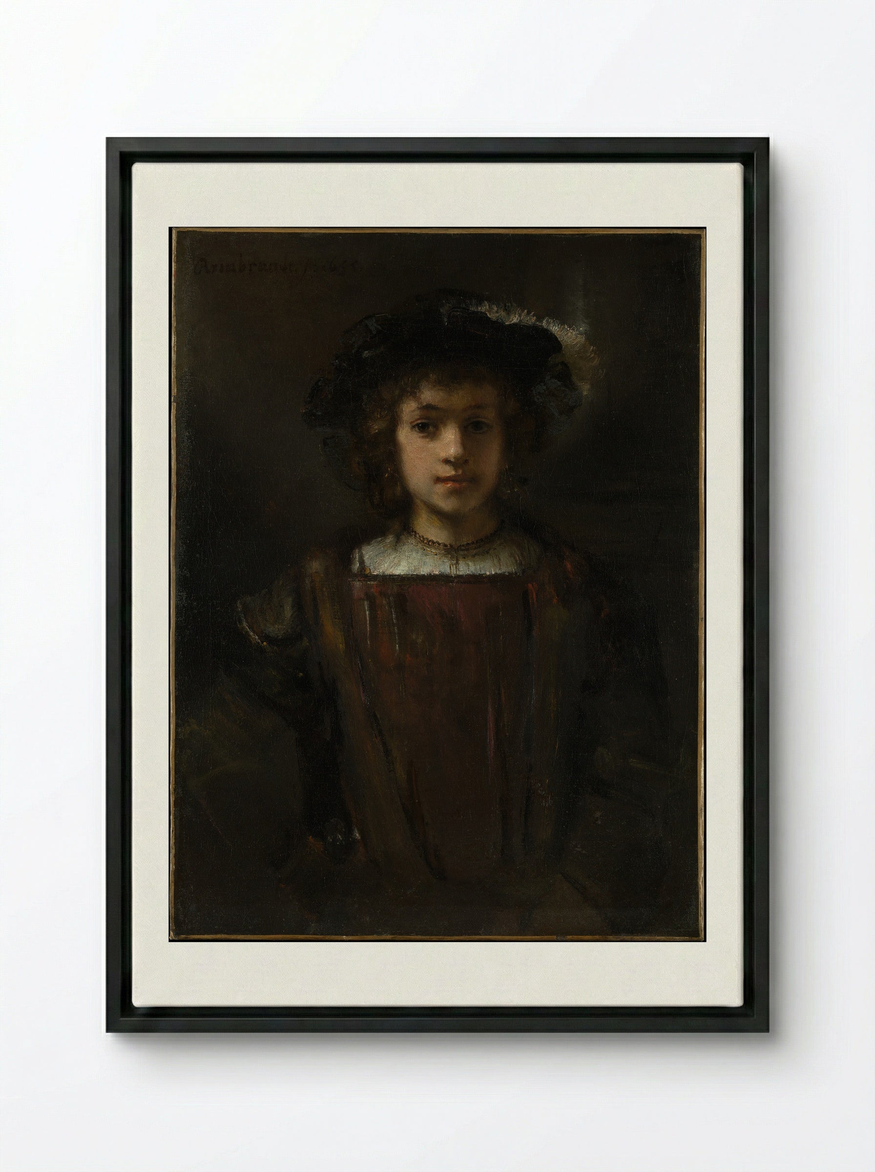 Titus van Rijn - Rembrandt van Rijn - Framed Canvas Black