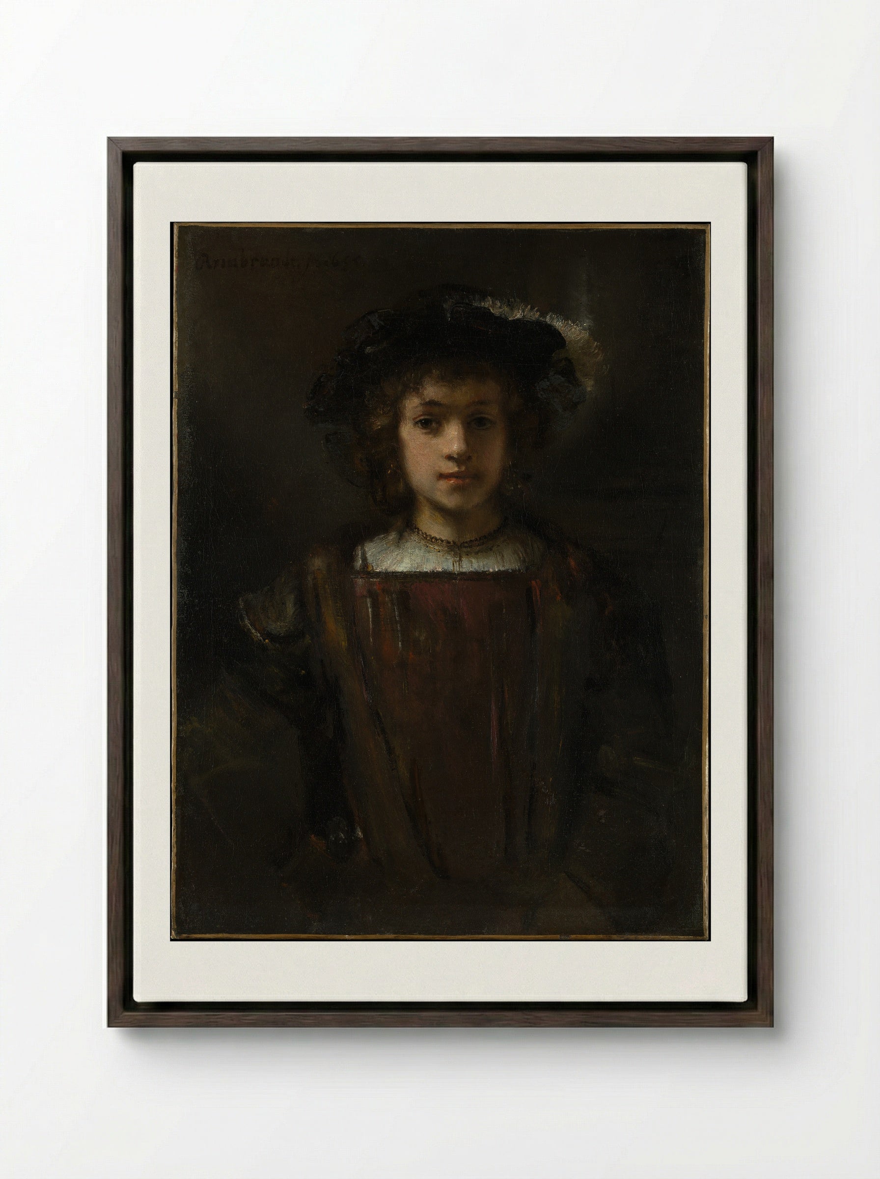 Titus van Rijn - Rembrandt van Rijn - Framed Canvas Dark Wood