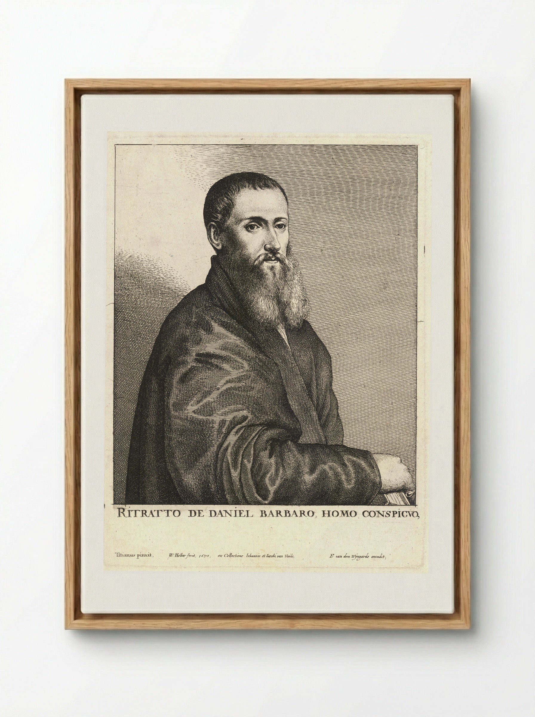 Portrait of Daniele Barbaro - Wenceslaus Hollar - Framed Canvas Wood