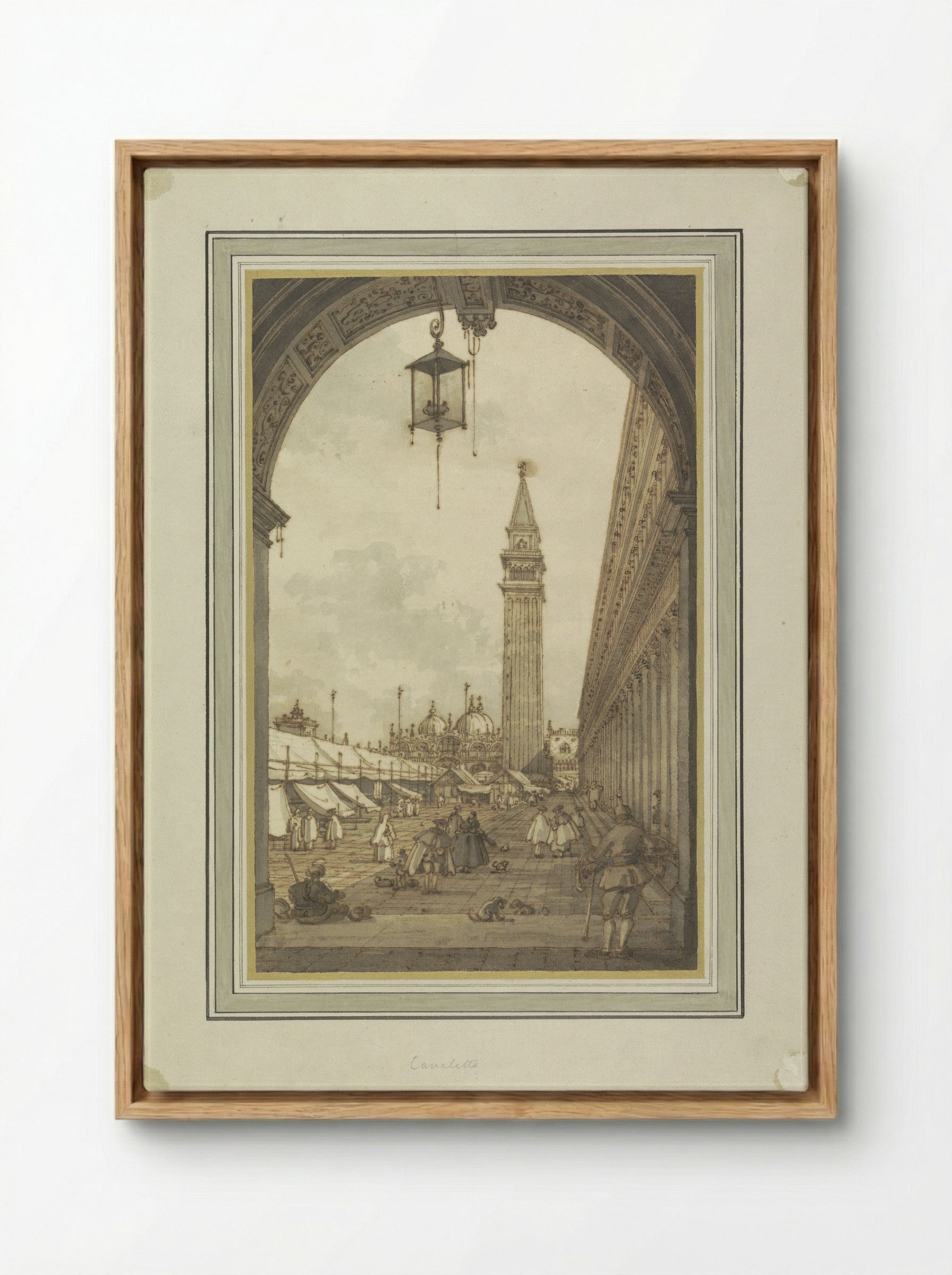 Piazza San Marco, Venice, Seen from the Southwest - Canaletto - Framed Canvas Wood
