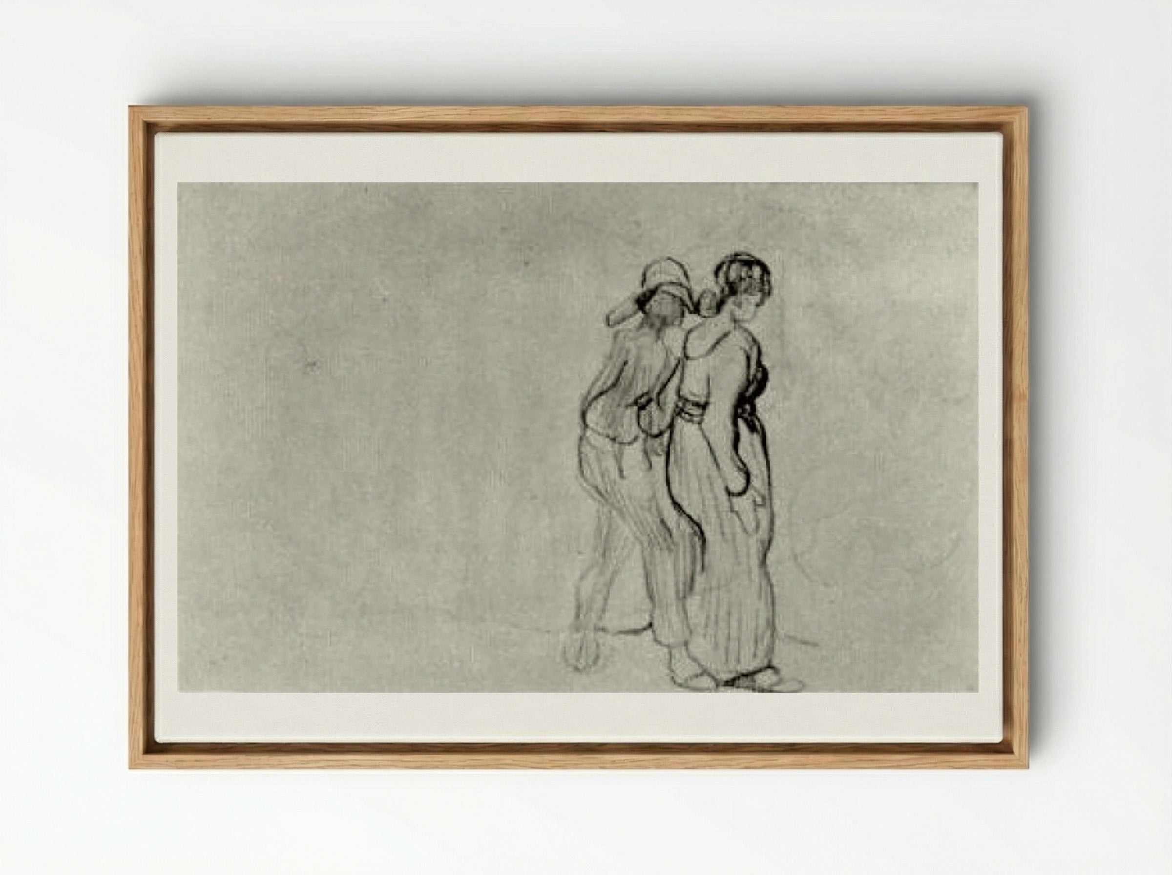 Couple Walking (Sketch) - Edgar Degas - Framed Canvas Wood
