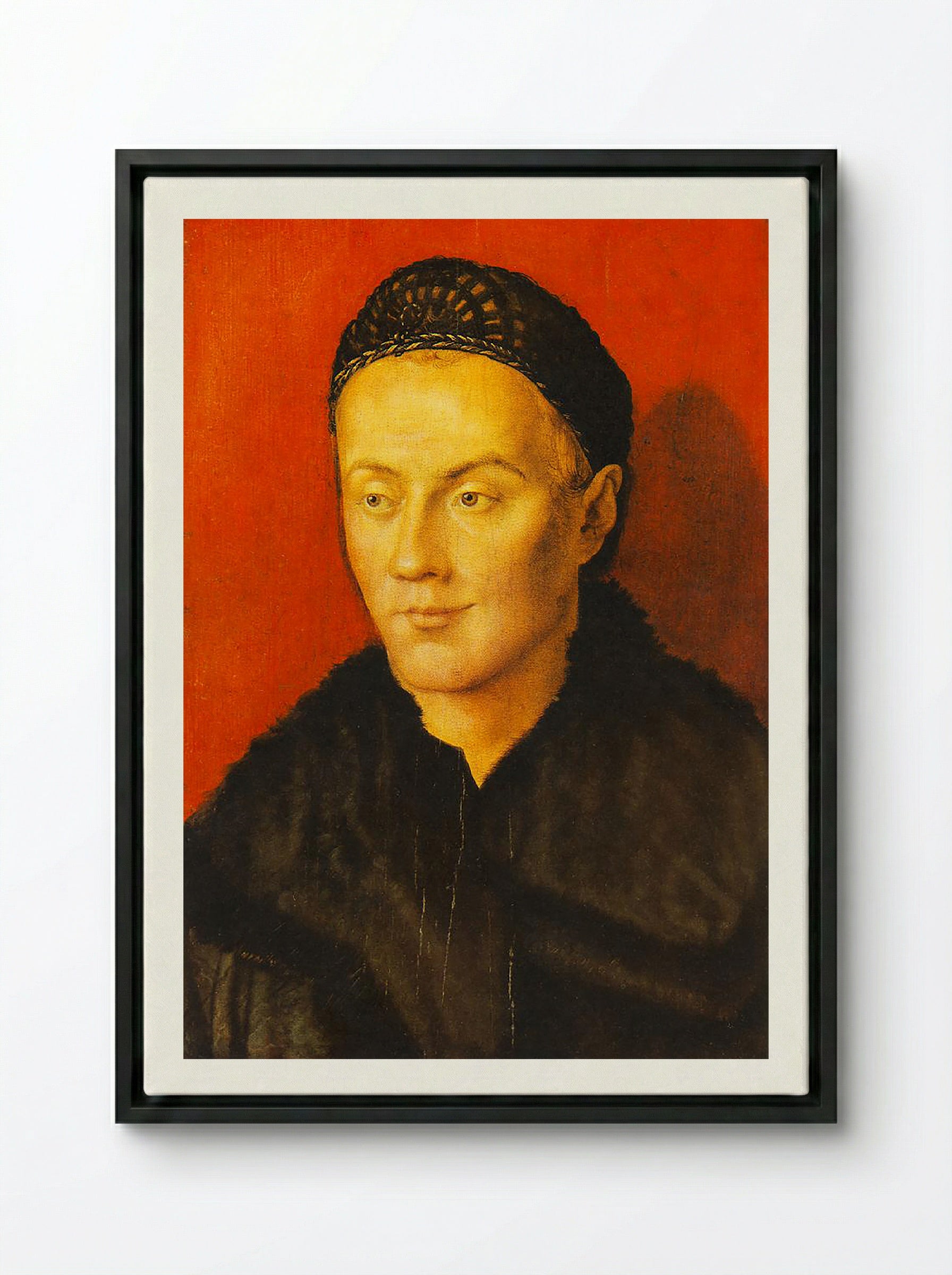 Portrait of a Man - Hans Holbein the Younger - Framed Canvas Black