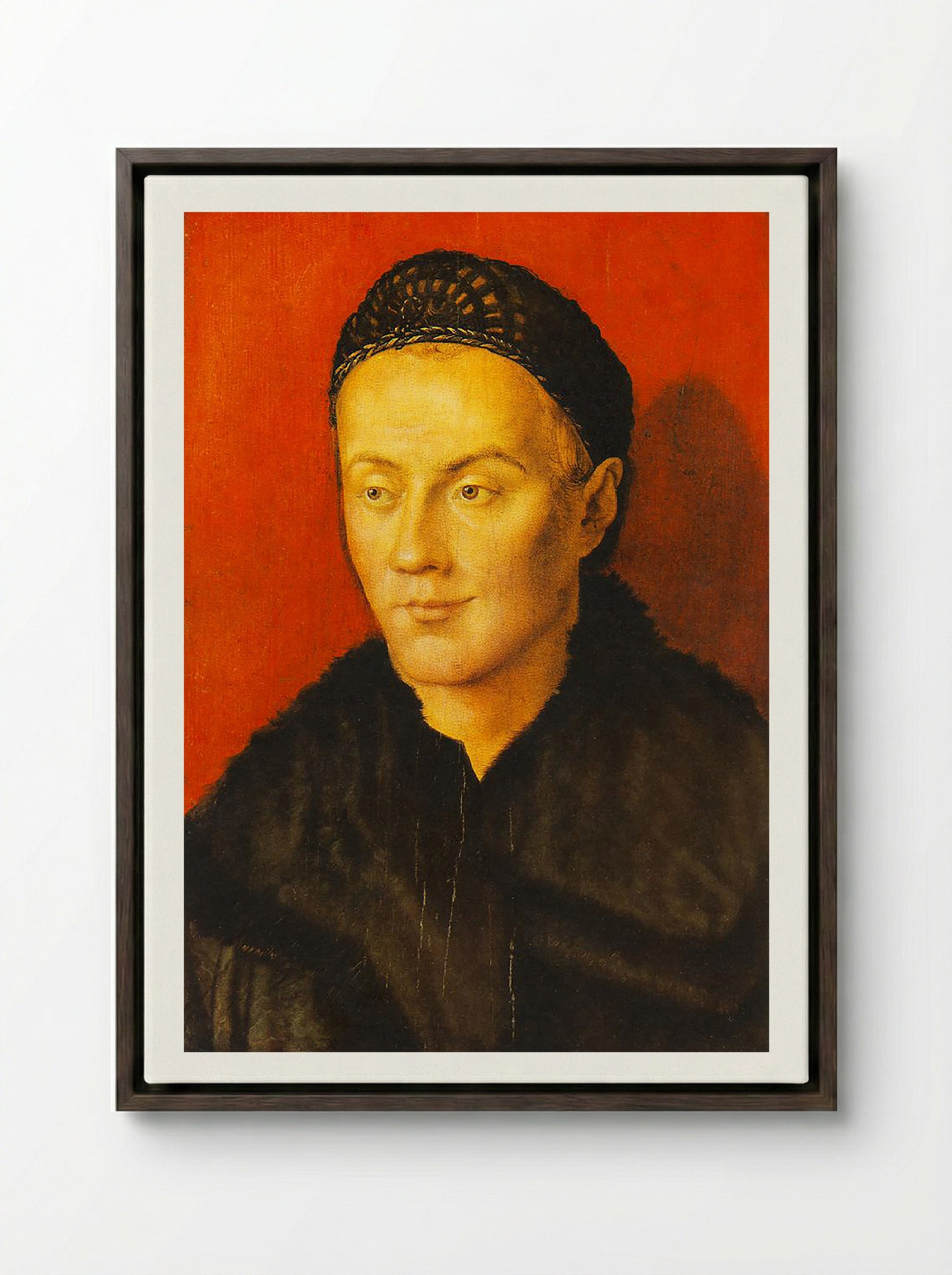 Portrait of a Man - Hans Holbein the Younger - Framed Canvas Dark Wood