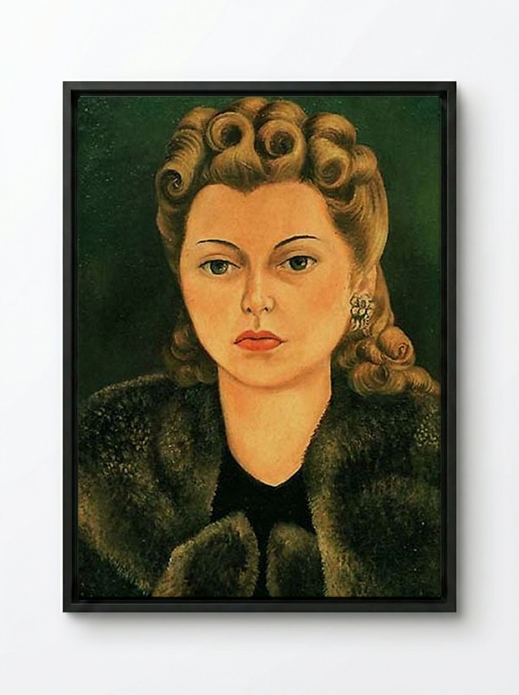 Portrait of Natasha Gelman - Diego Rivera - Framed Canvas Black