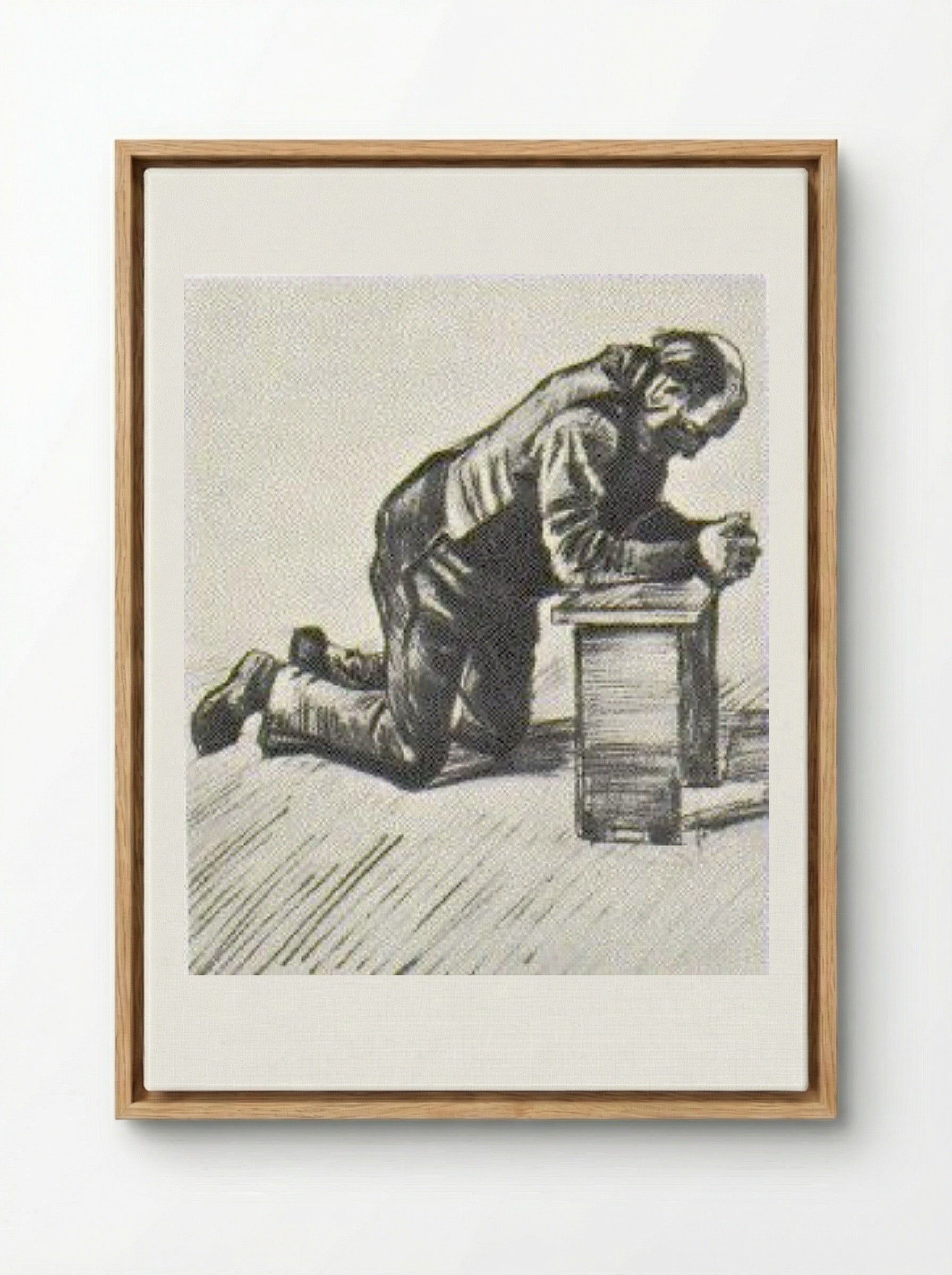 Man Praying - Käthe Kollwitz - Framed Canvas Wood