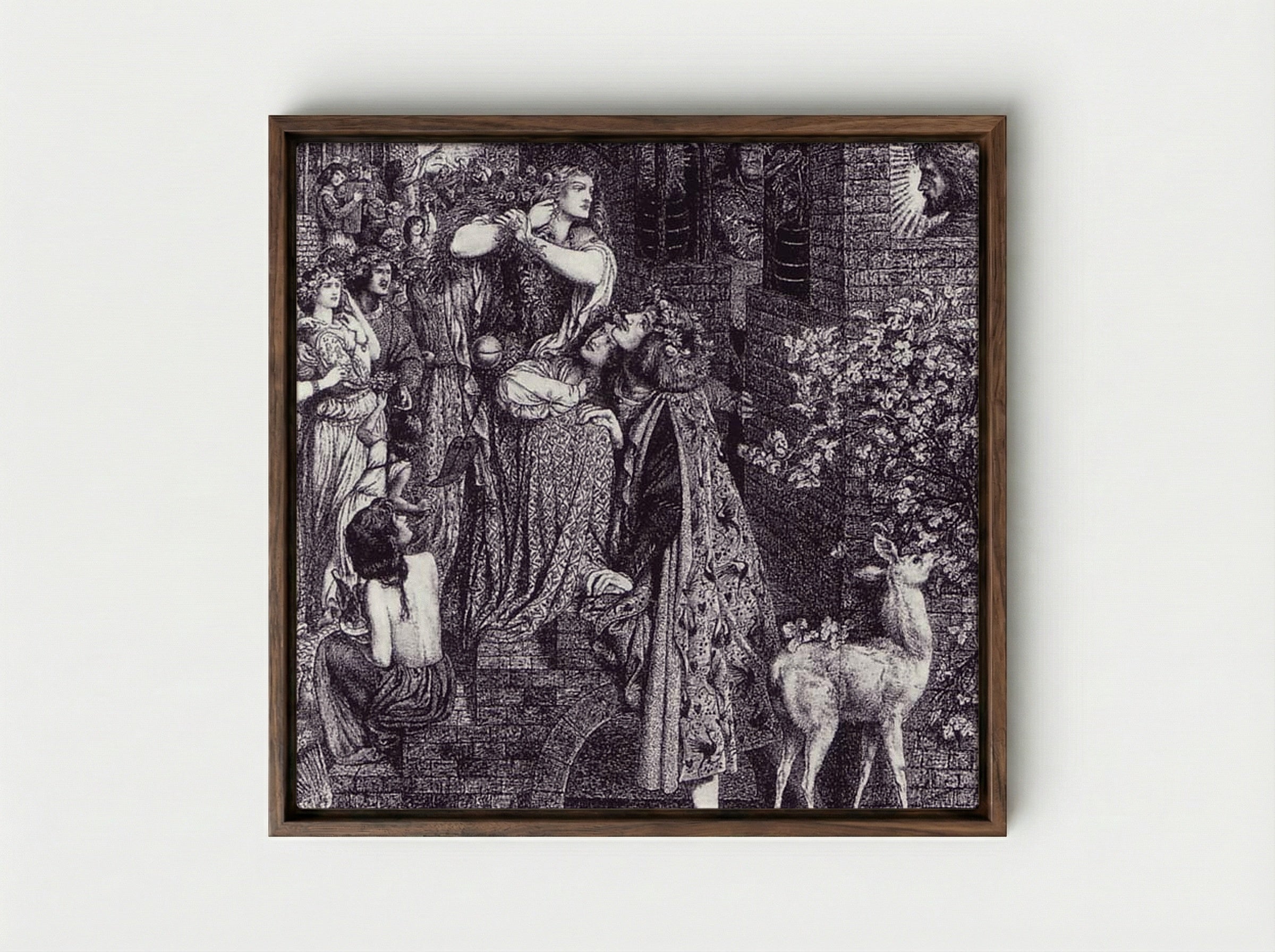 Mary Magdalene at the Door of Simon the Pharisee - Ford Madox Brown - Framed Canvas Dark Wood