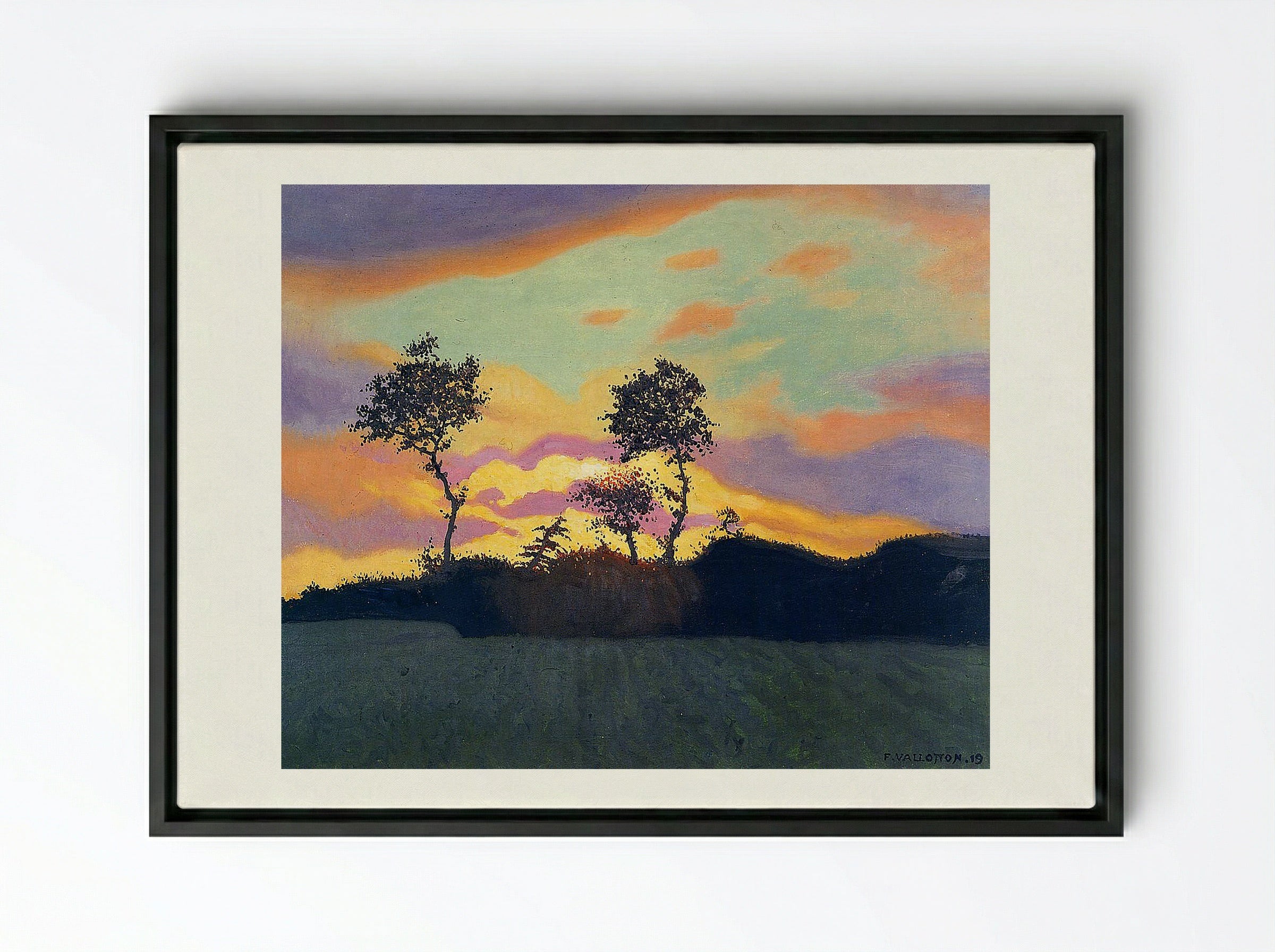 Landscape at Sunset - Félix Vallotton - Framed Canvas Black