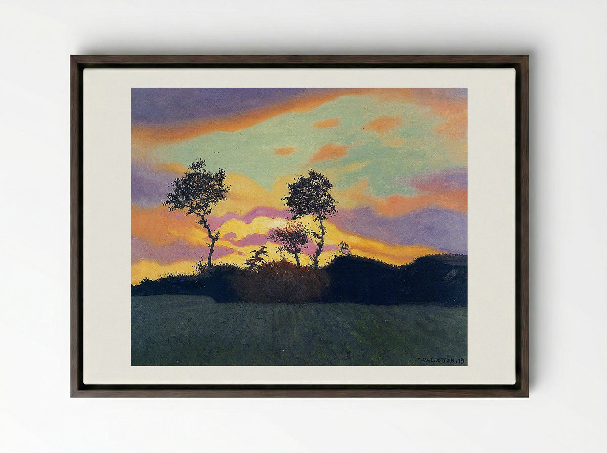 Landscape at Sunset - Félix Vallotton - Framed Canvas Dark Wood