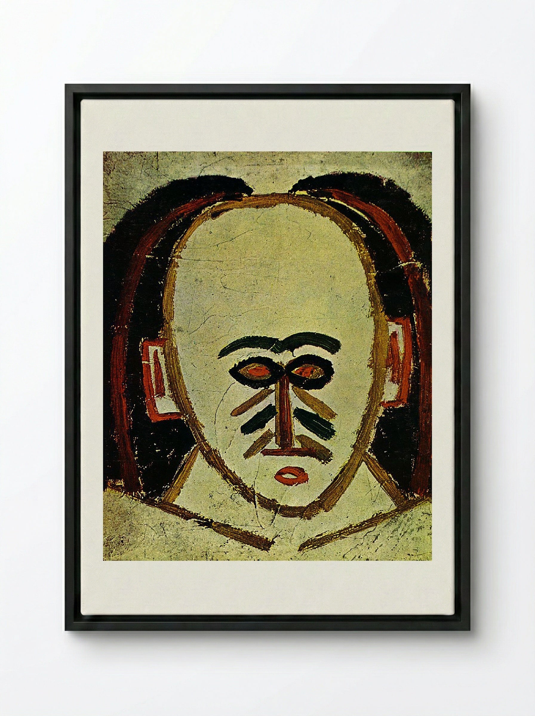 Head of a Man - Alexej von Jawlensky - Framed Canvas Black