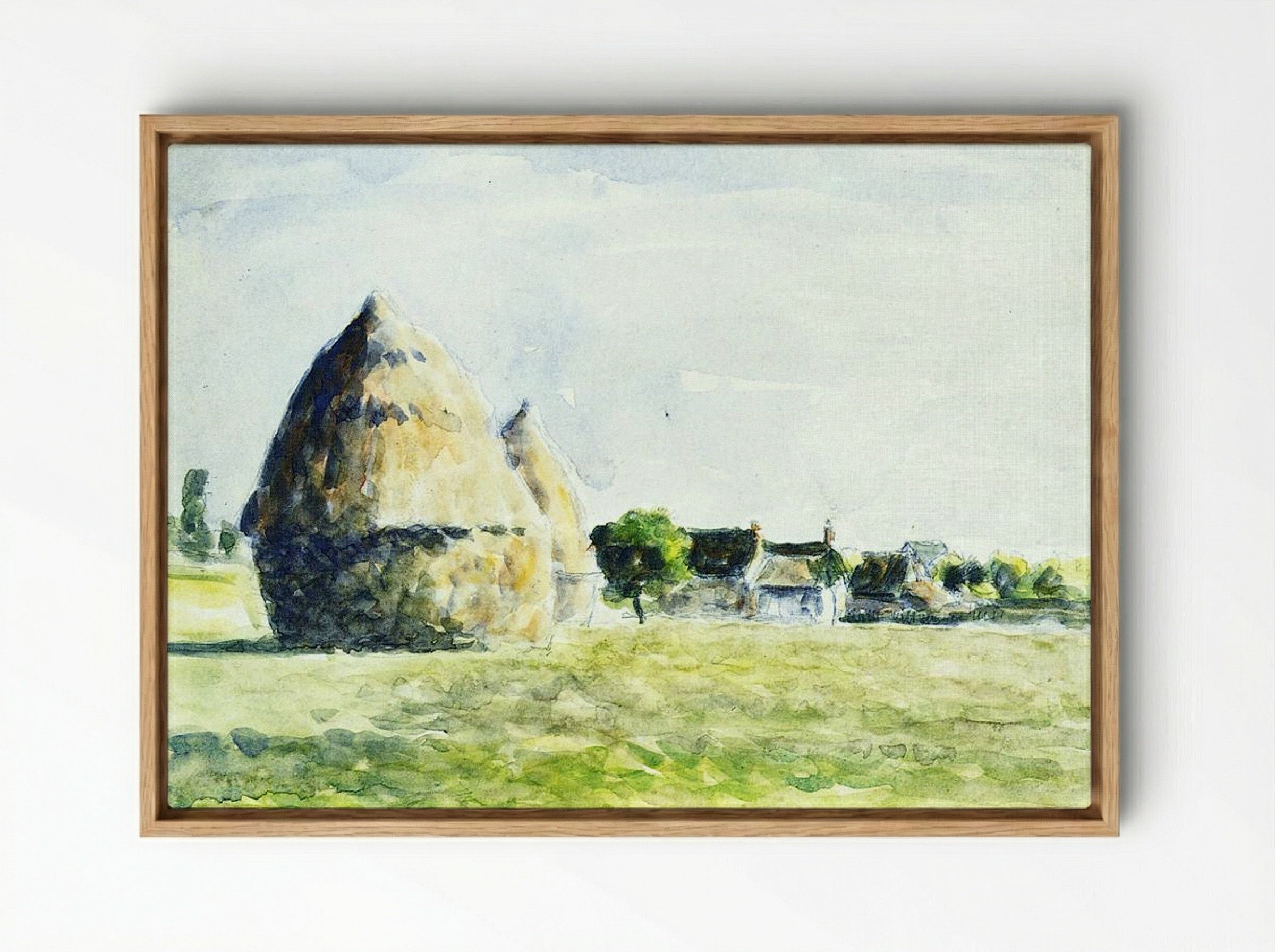 Haystacks, Eragny - Camille Pissarro - Framed Canvas Wood