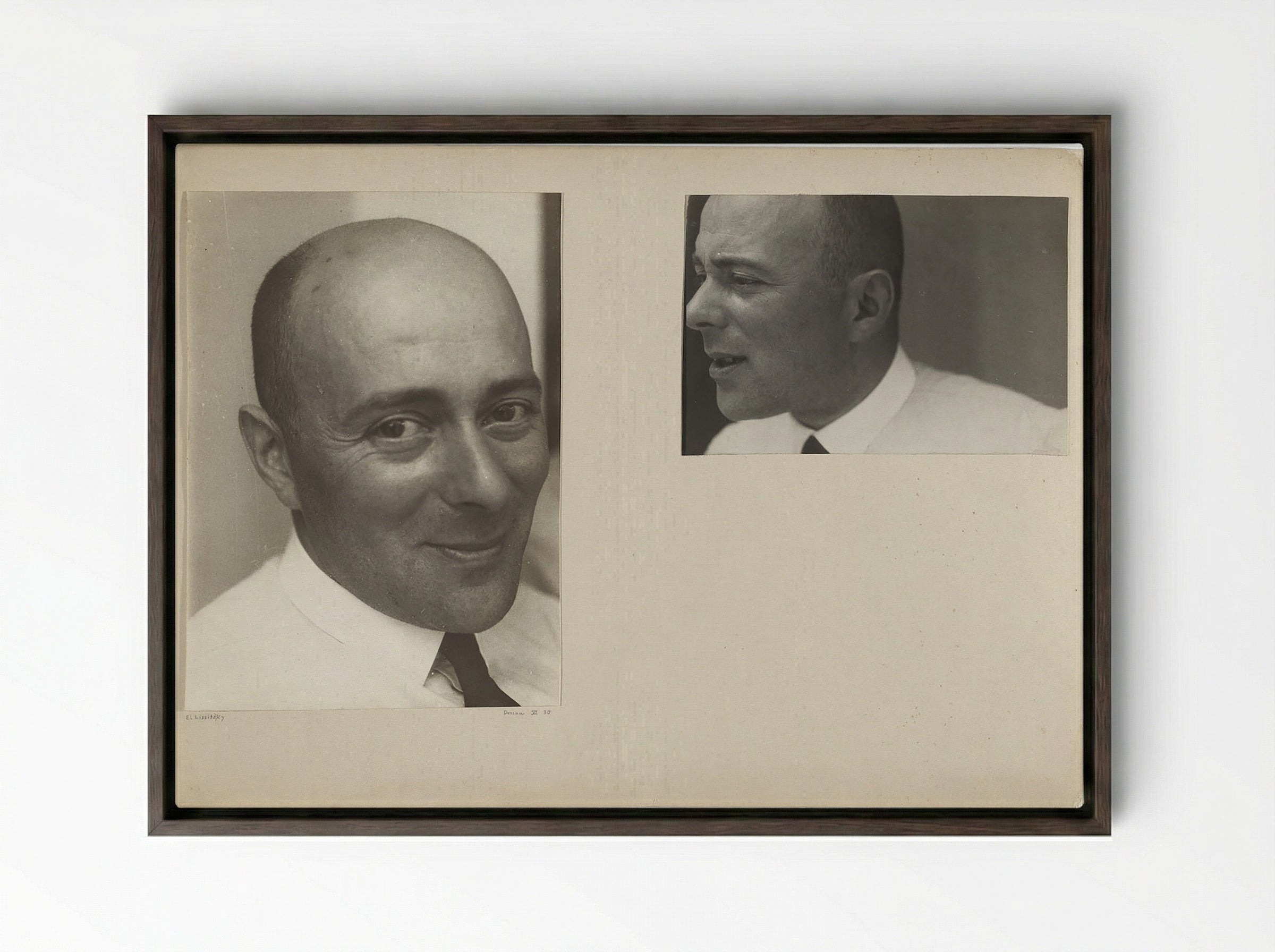 Self-Portrait, Dessau - El Lissitzky - Framed Canvas Dark Wood