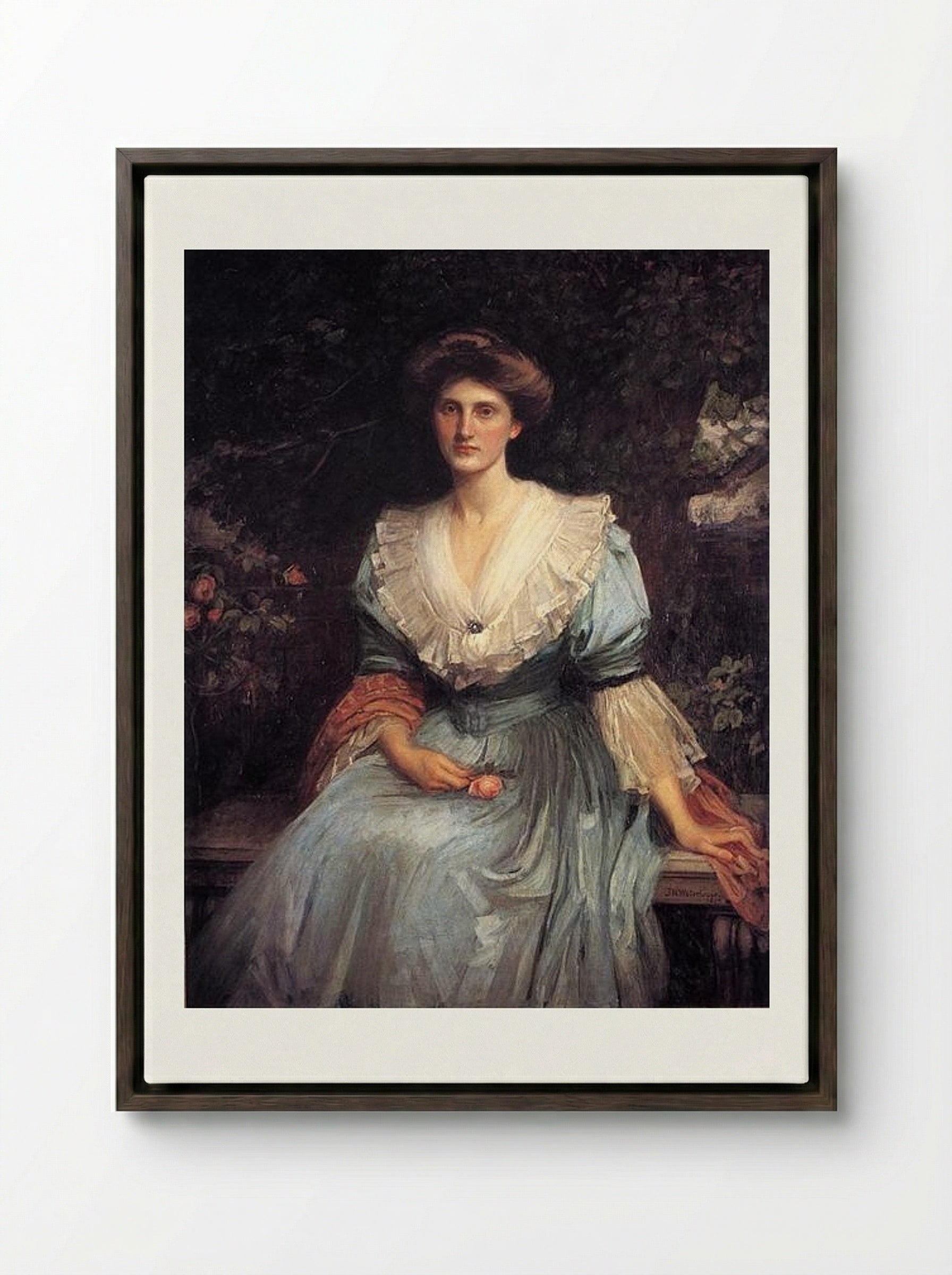 Lady Violet Henderson - John William Waterhouse - Framed Canvas Dark Wood