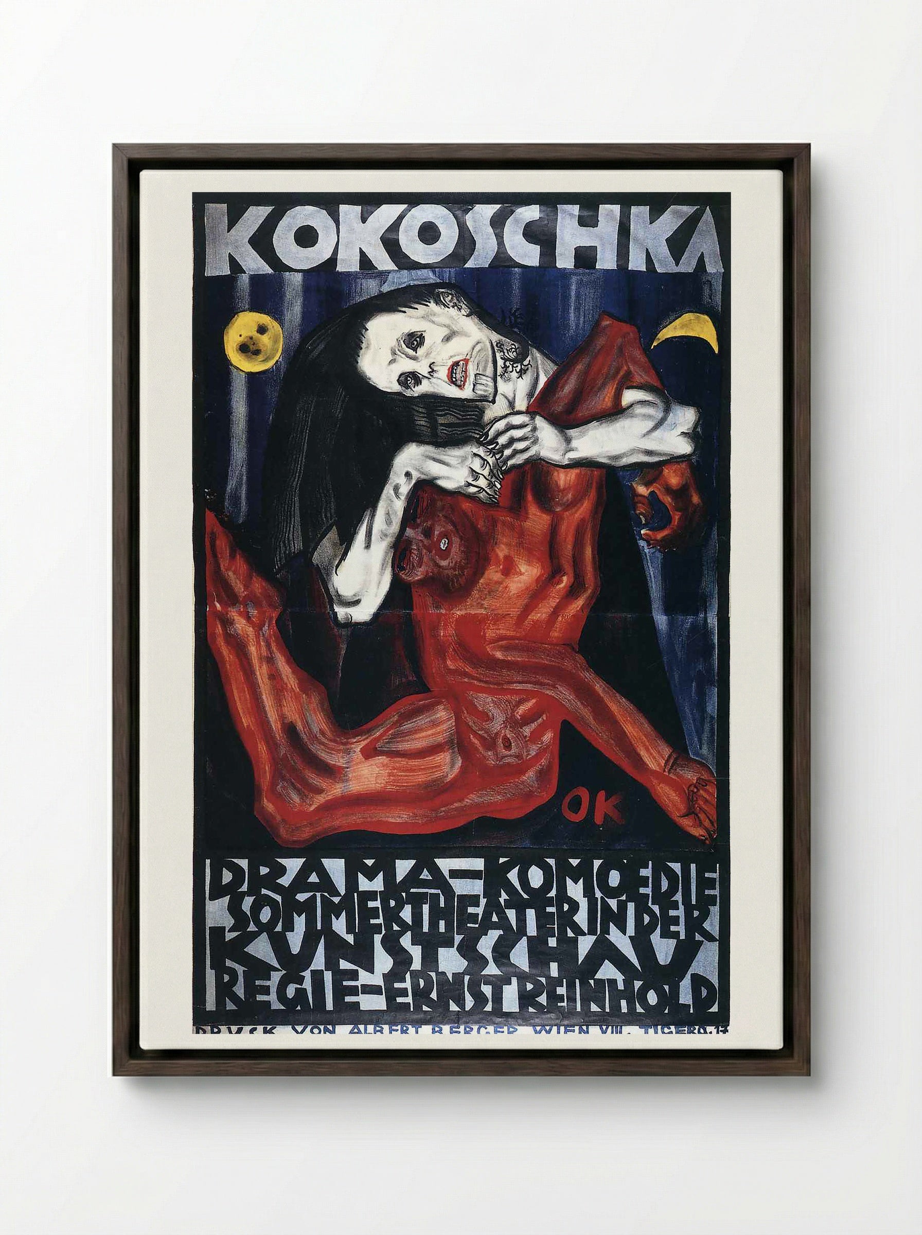 Pieta (Drama Komödie Sommer Theater Poster) - Oskar Kokoschka - Framed Canvas Dark Wood