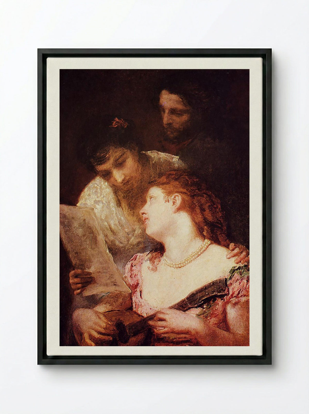 A Musical Party - Ford Madox Brown - Framed Canvas Black