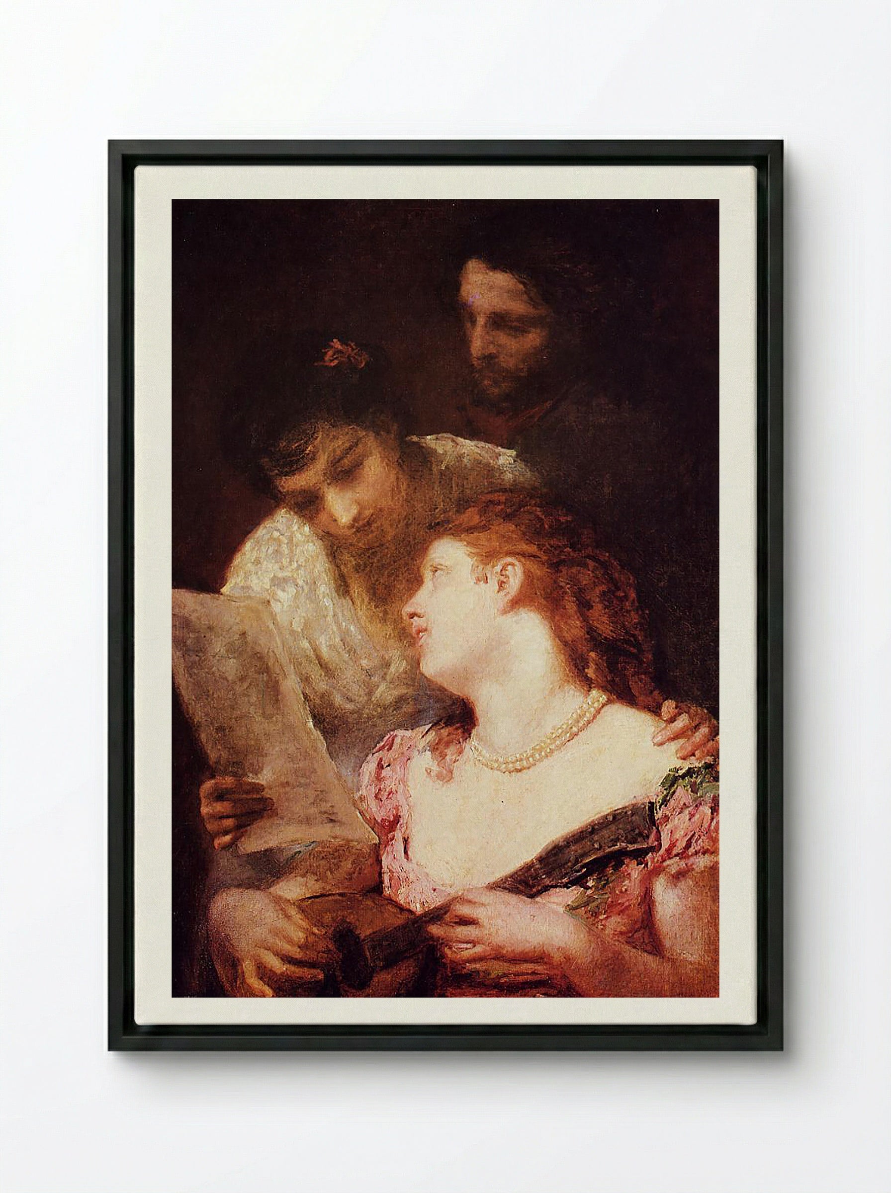 A Musical Party - Ford Madox Brown - Framed Canvas Black