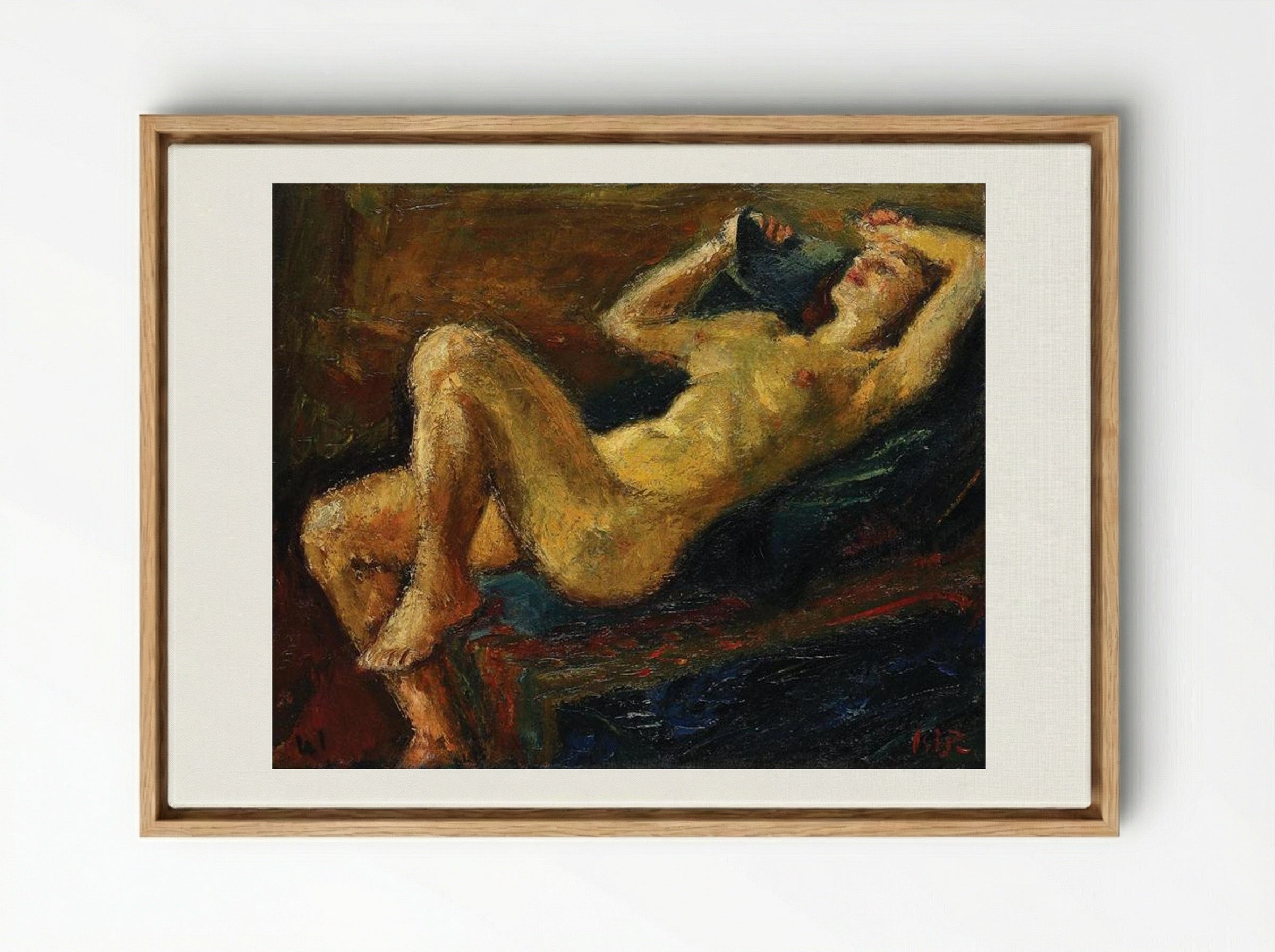 Laid Back Nude - Iosif Iser - Framed Canvas Wood