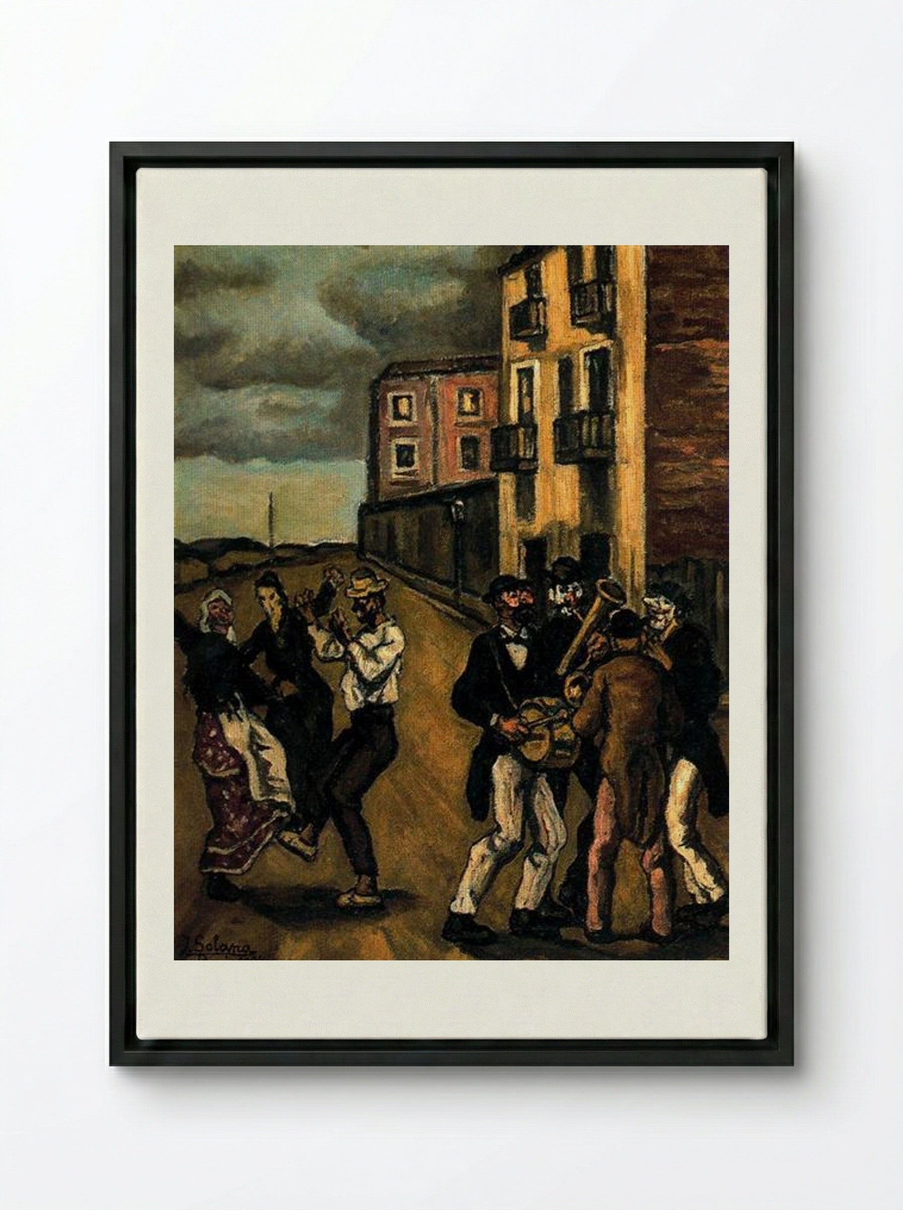 Masks - José Gutiérrez Solana - Framed Canvas Black