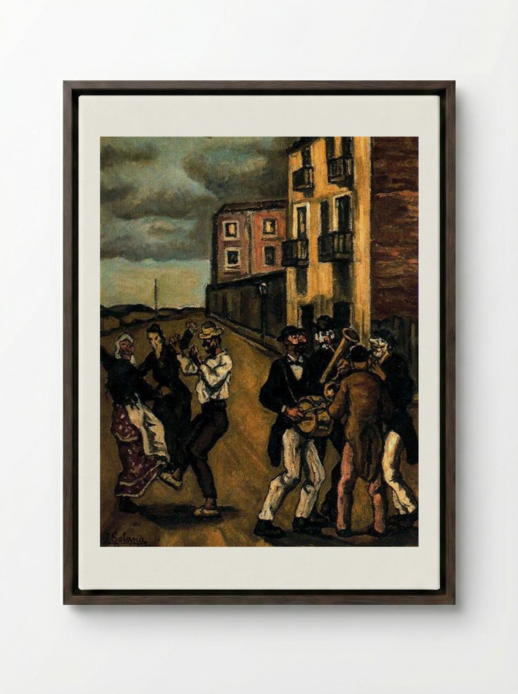 Masks - José Gutiérrez Solana - Framed Canvas Dark Wood