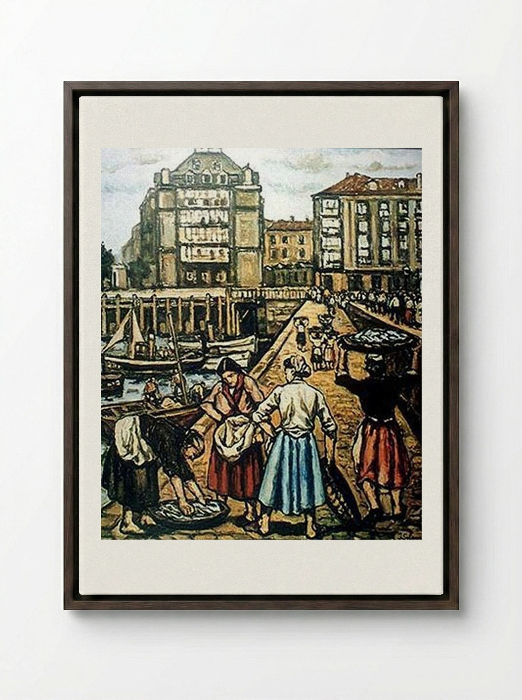 The Ramp at Puerto Chico - José Gutiérrez Solana - Framed Canvas Dark Wood