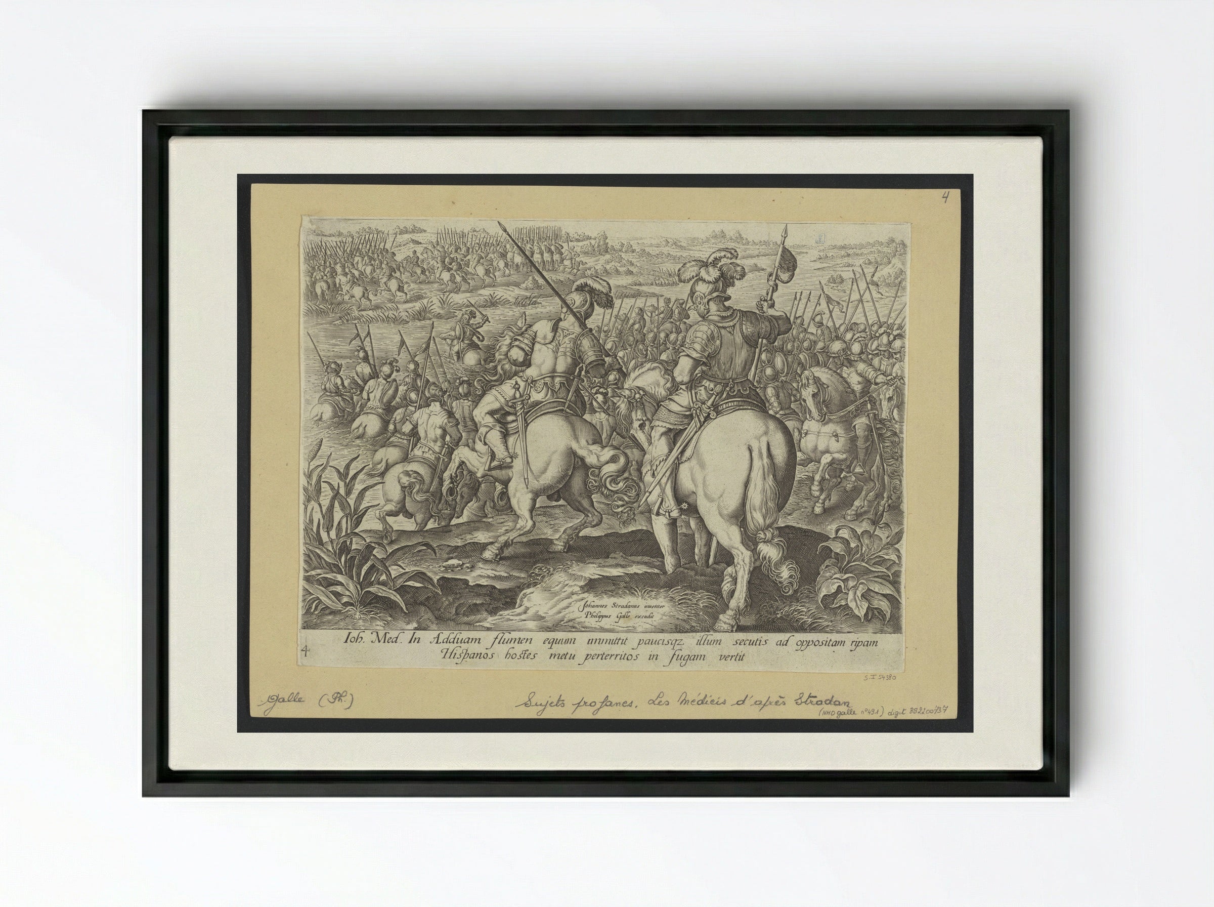 The Dissipation of the Spanish Enemy - Philips Galle - Framed Canvas Black
