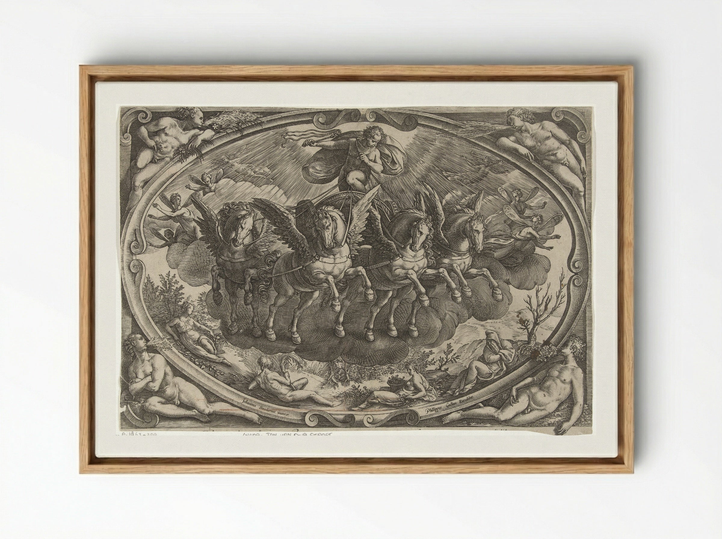Apollo in the Sun Chariot - Philips Galle - Framed Canvas Wood
