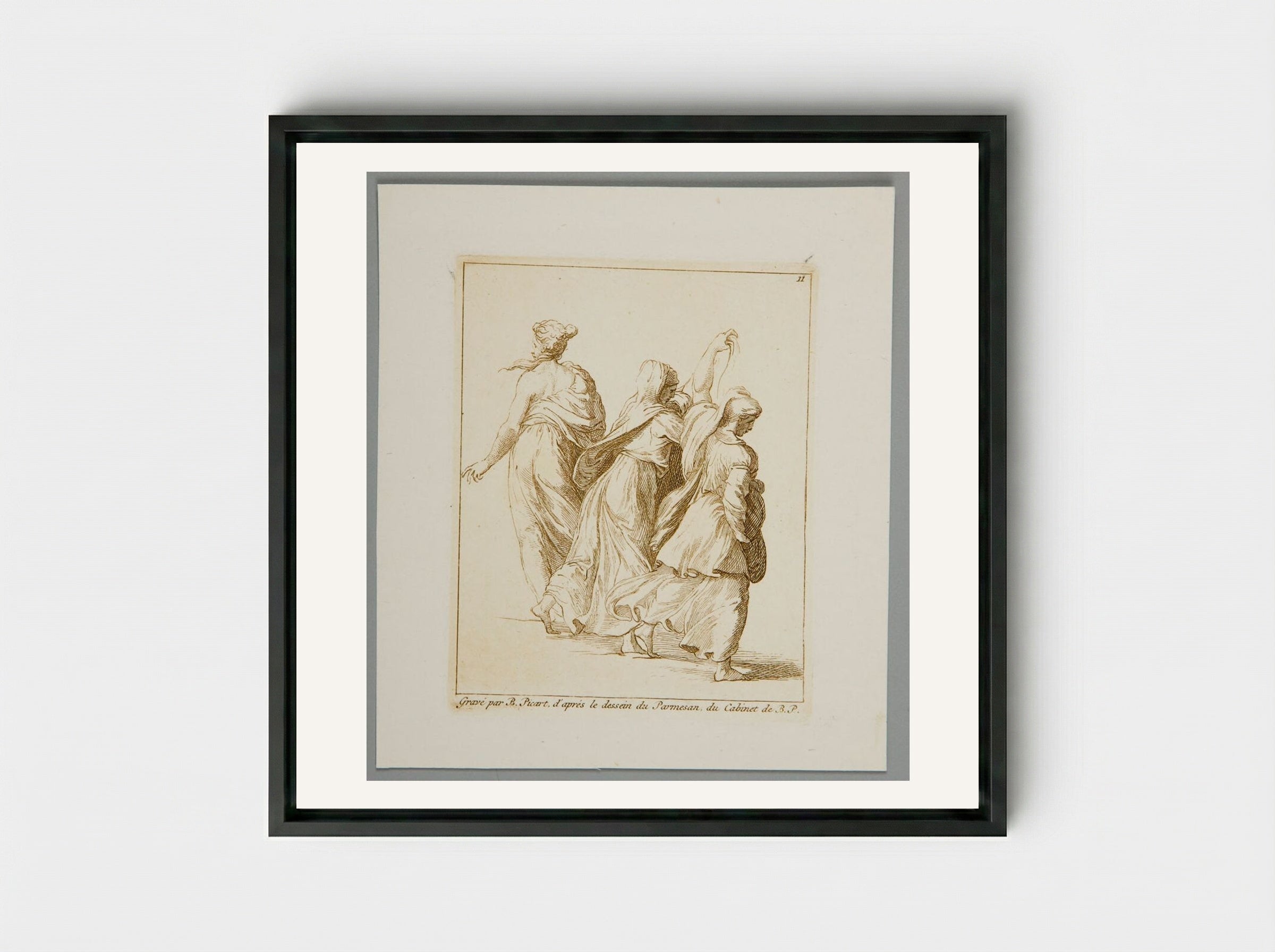 Three Holy Women - Bernard Picart - Framed Canvas Black