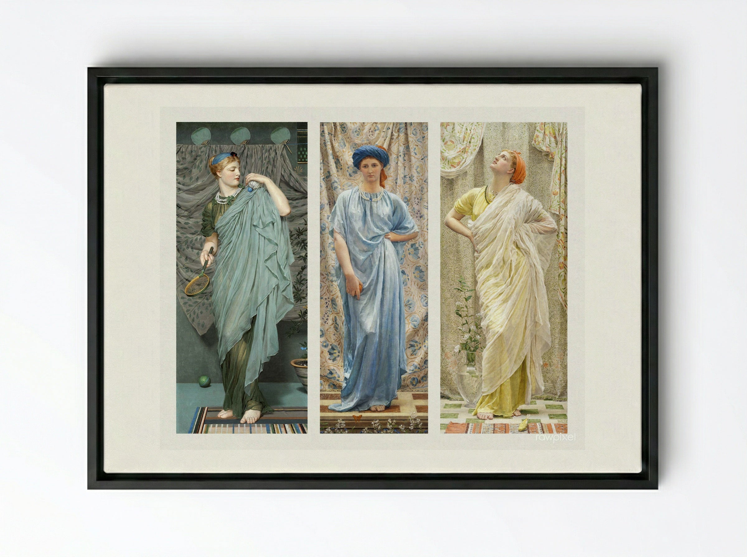 Battledore - Albert Joseph Moore - Framed Canvas Black