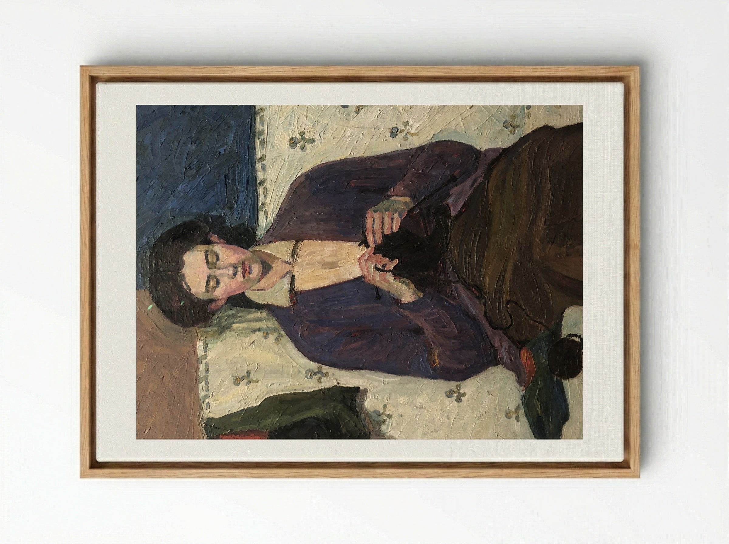 The Sock Knitter - Grace Cossington Smith - Framed Canvas Wood