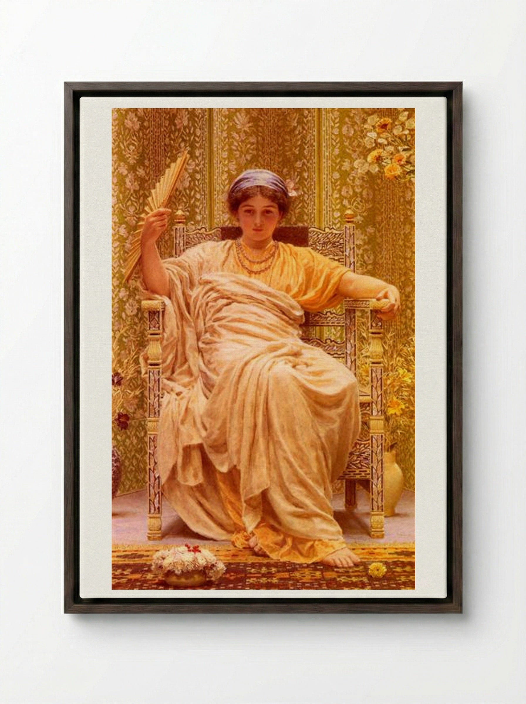 A Reverie - Albert Joseph Moore - Framed Canvas Dark Wood