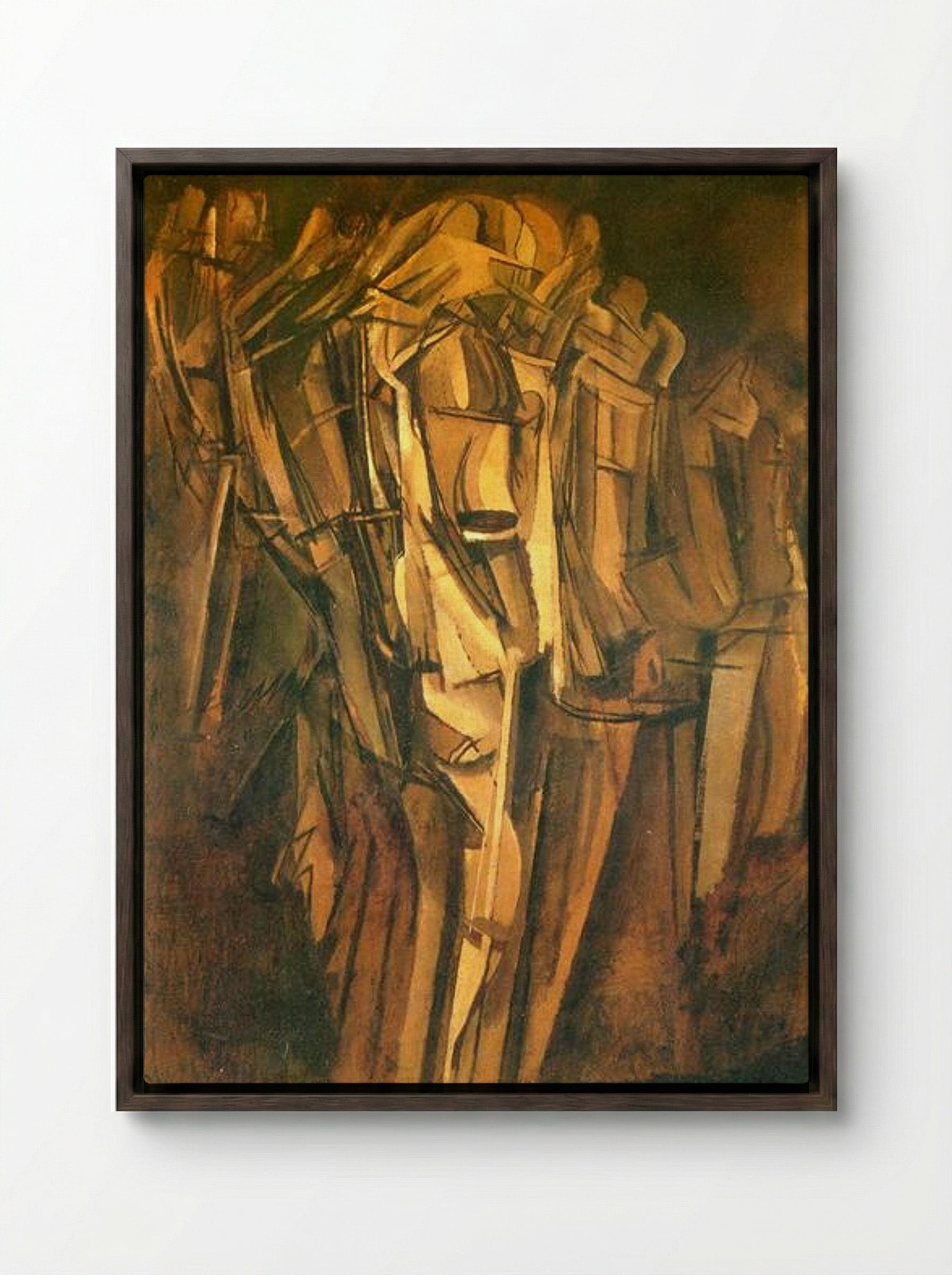 Sad Young Man in a Train - Marcel Duchamp - Framed Canvas Dark Wood
