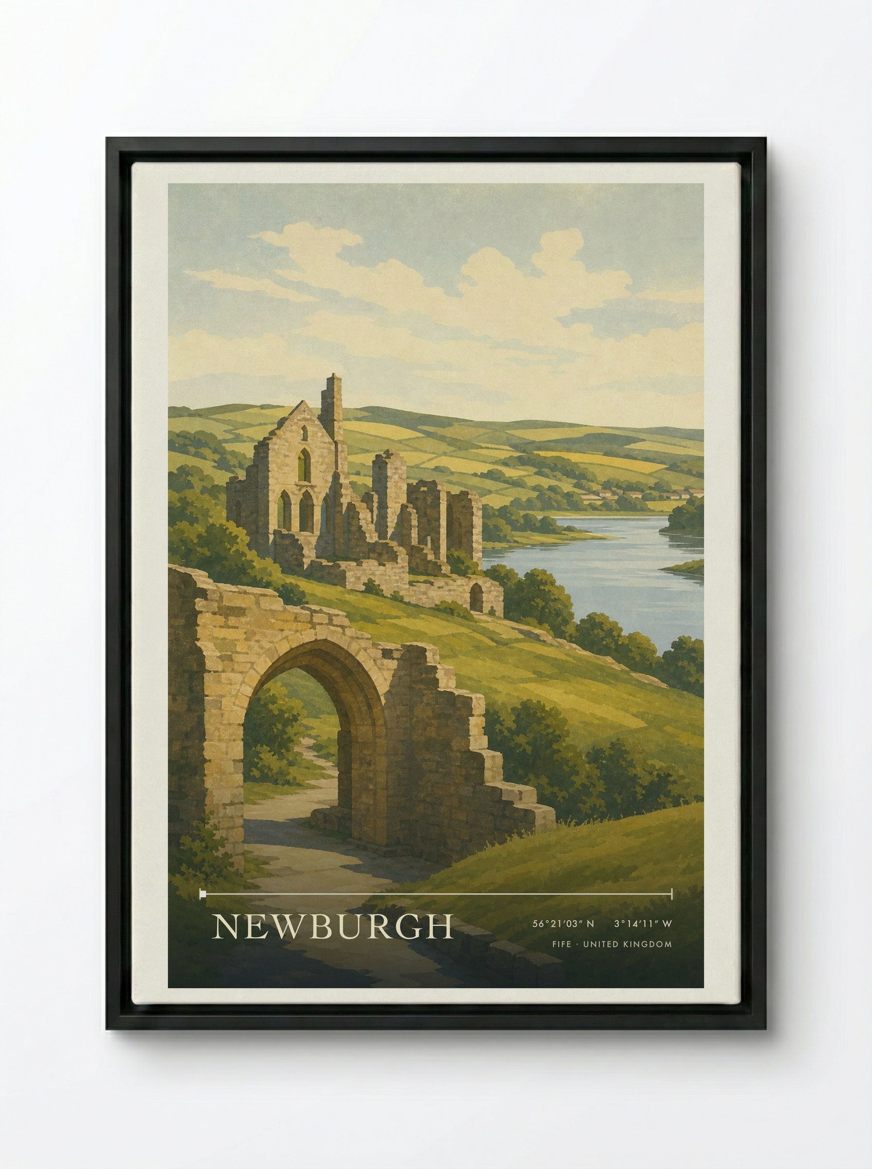 Newburgh Fife United Kingdom Travel Poster - Framed Canvas Black