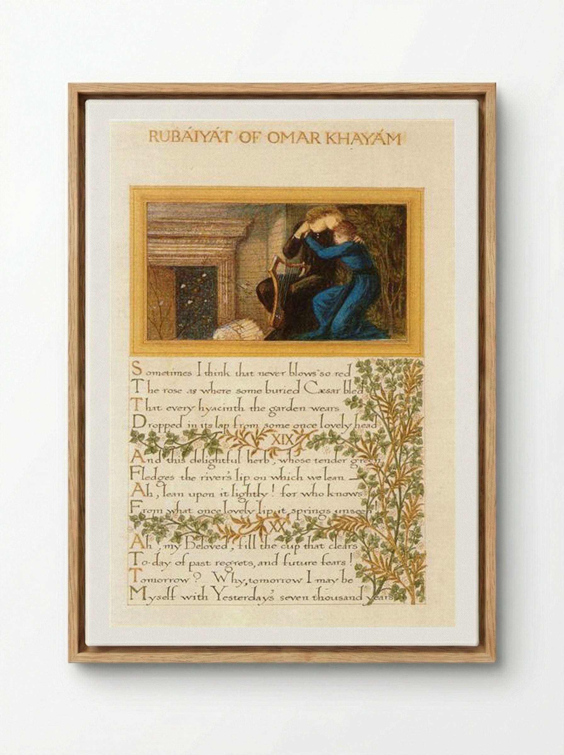 The Rubaiyat of Omar Khayyam, text and decoration by Morris with illustrations by Burne-Jones - William Morris - Framed Canvas Wood
