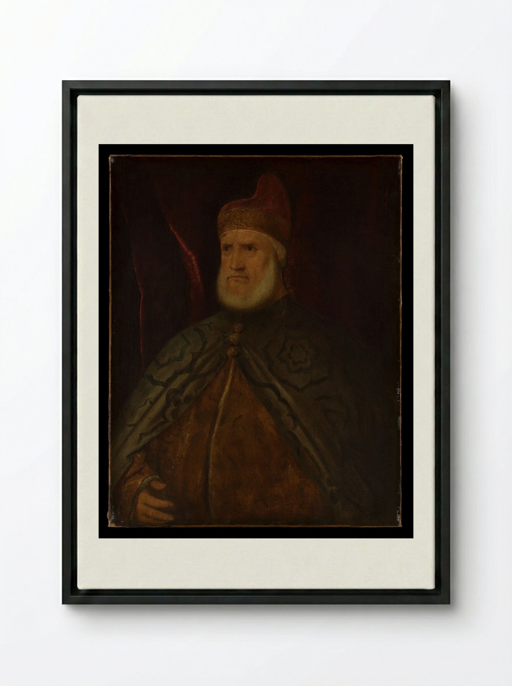 Doge Andrea Gritti - Titian - Framed Canvas Black