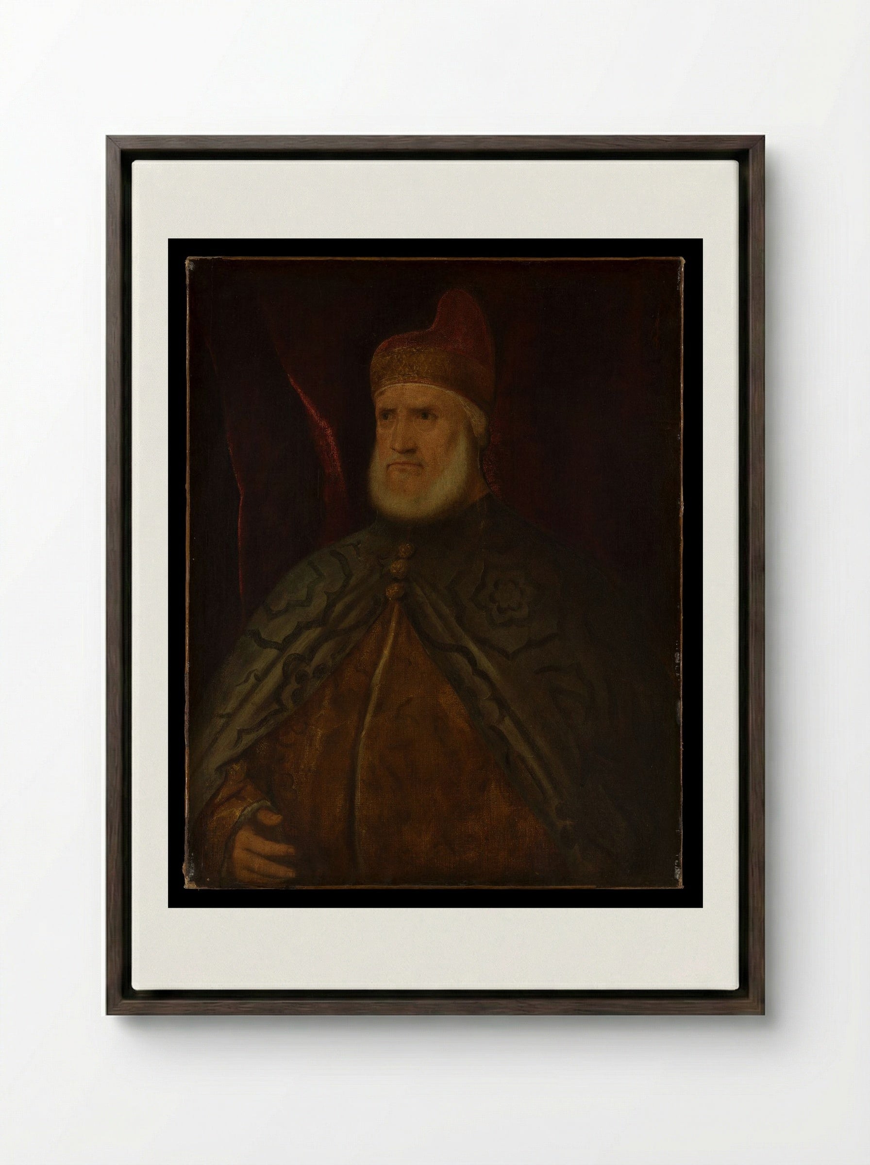 Doge Andrea Gritti - Titian - Framed Canvas Dark Wood