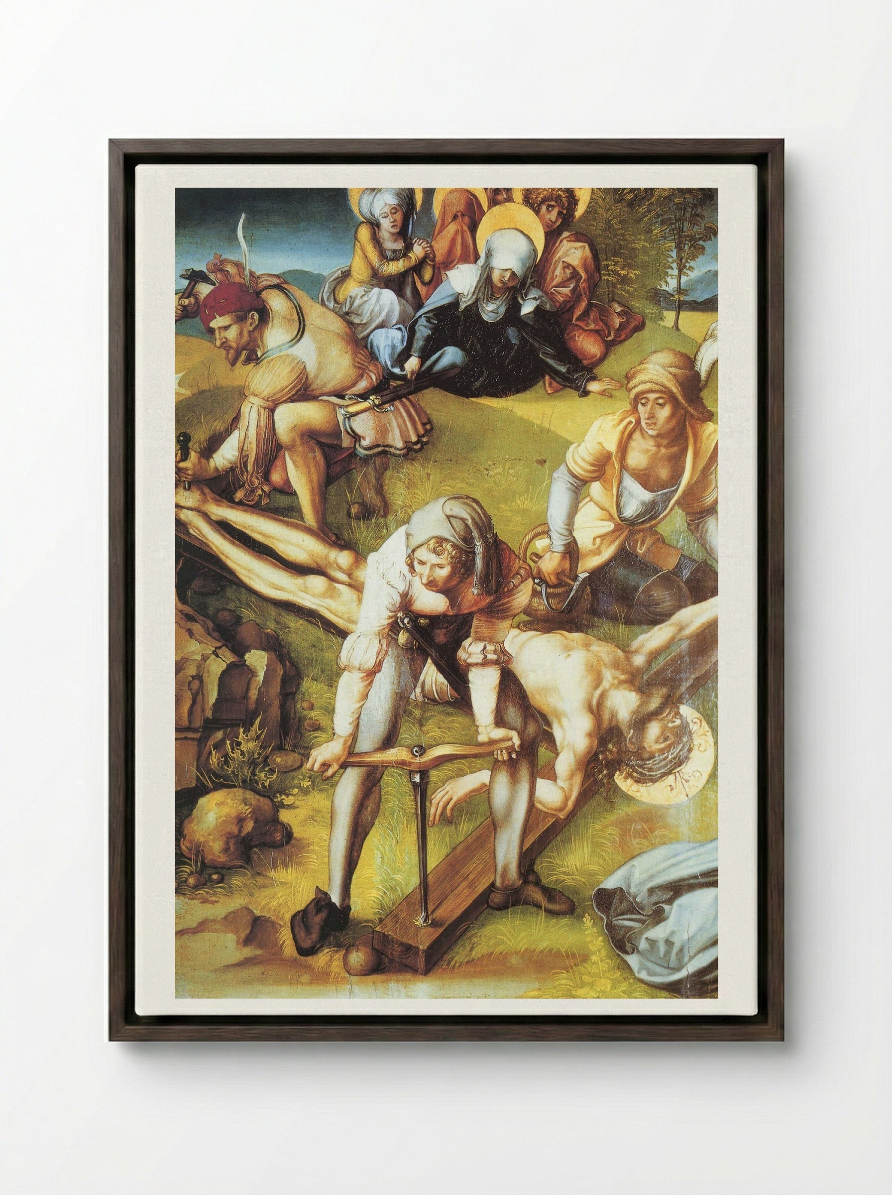 The Crucifixion - Albrecht Altdorfer - Framed Canvas Dark Wood