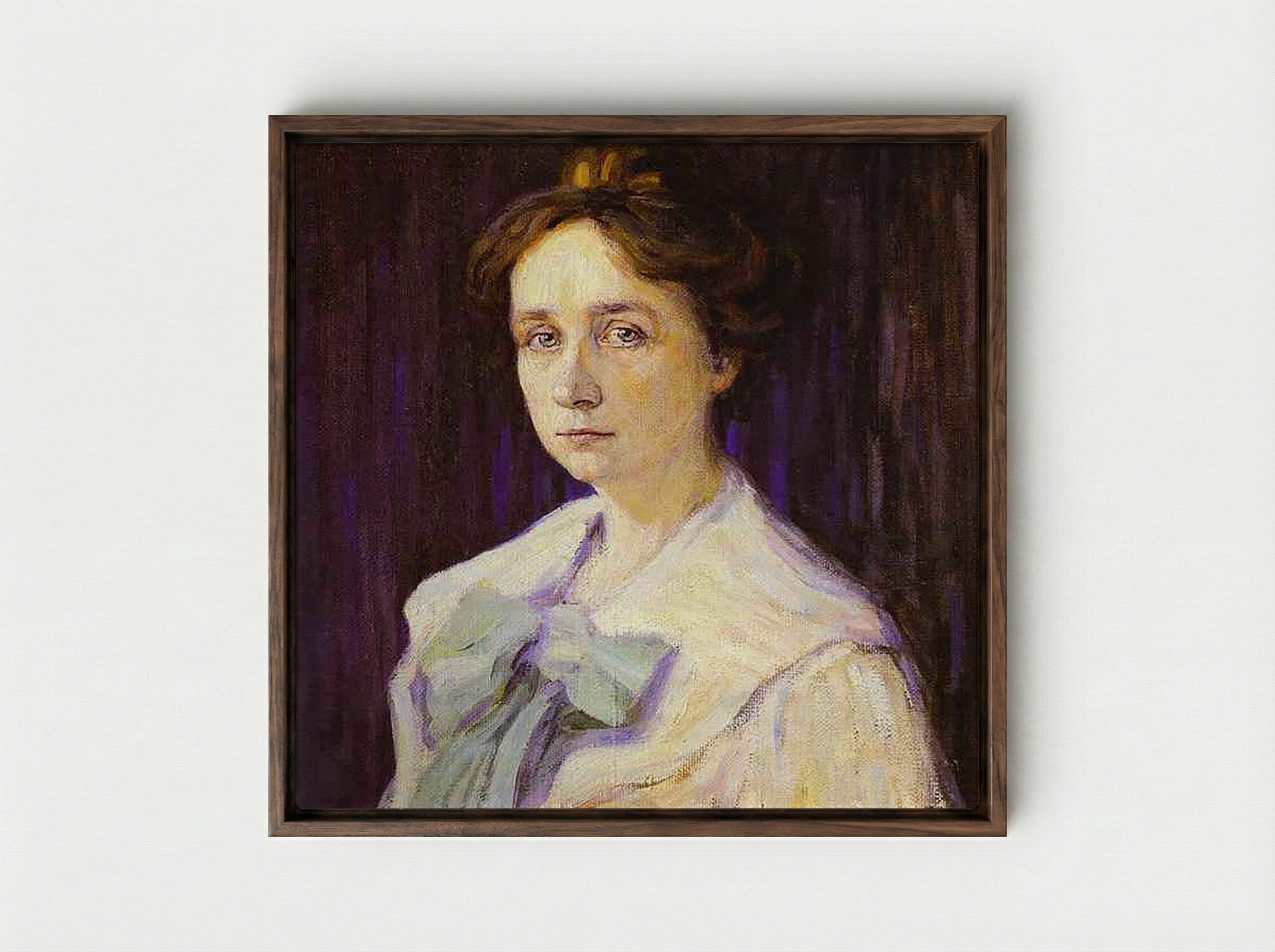 Portrait of Marianne Werefkin - Gabriele Münter - Framed Canvas Dark Wood