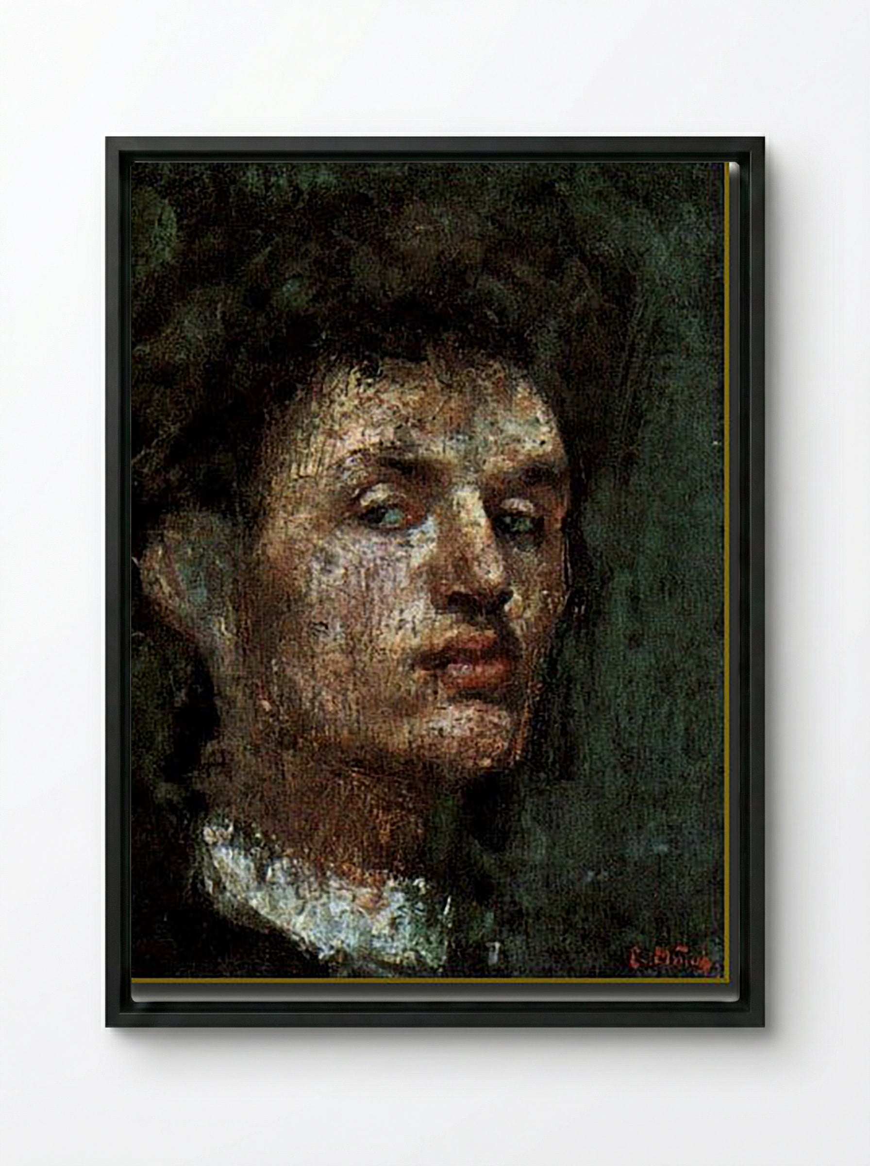 Self-Portrait Dedicated to Anquetin - Émile Bernard - Framed Canvas Black