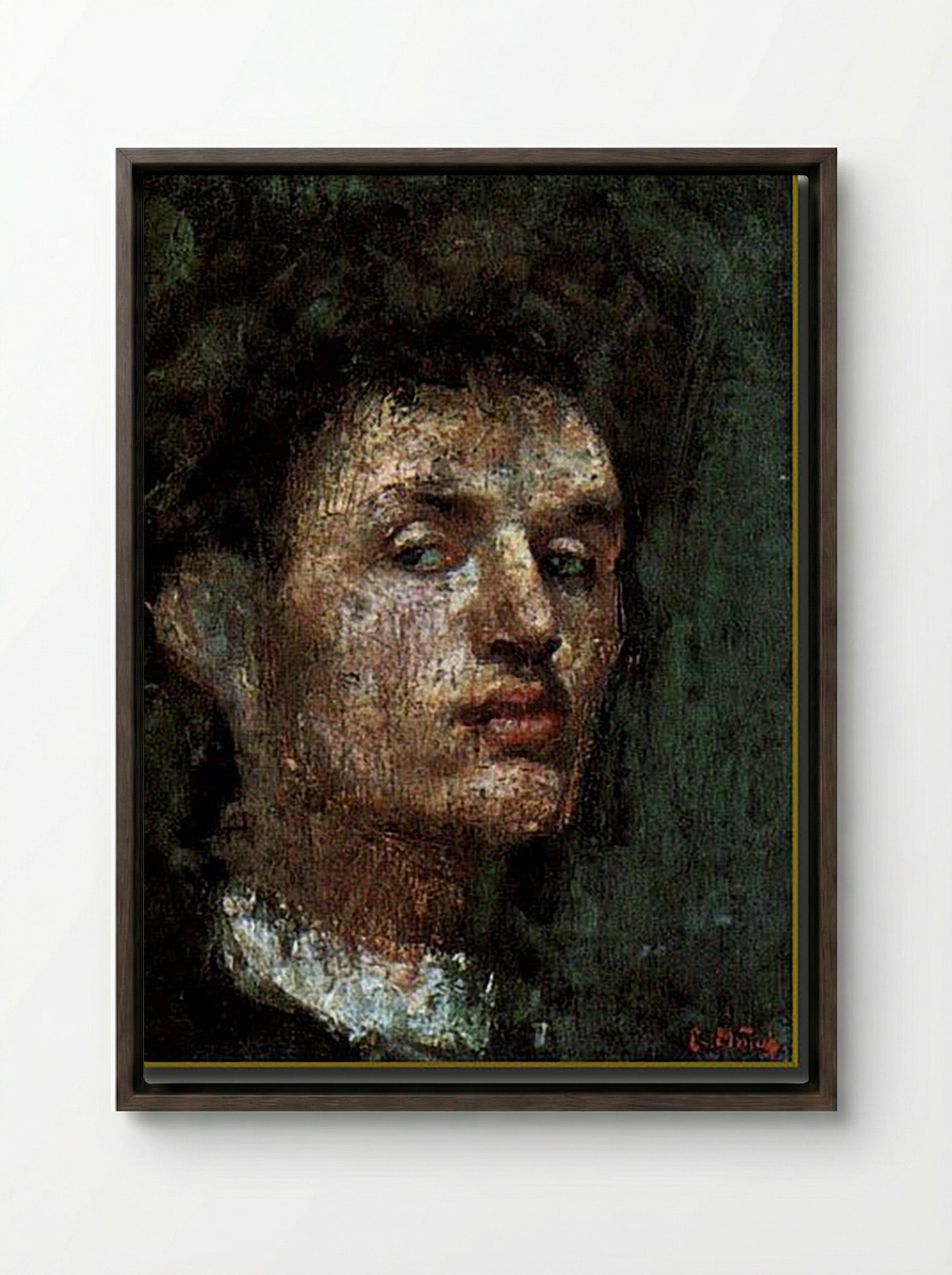 Self-Portrait Dedicated to Anquetin - Émile Bernard - Framed Canvas Dark Wood