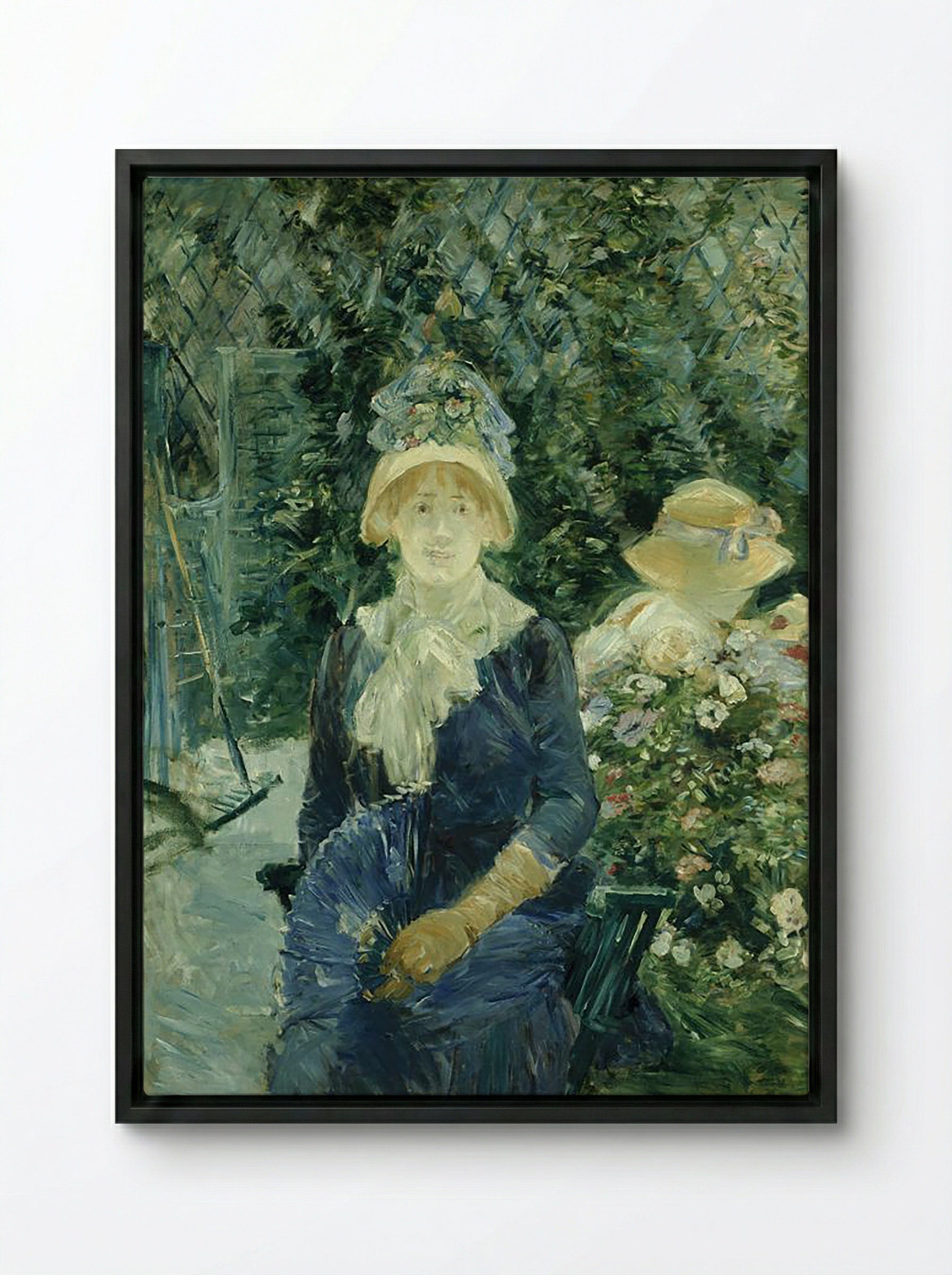 Woman in a Garden - Berthe Morisot - Framed Canvas Black