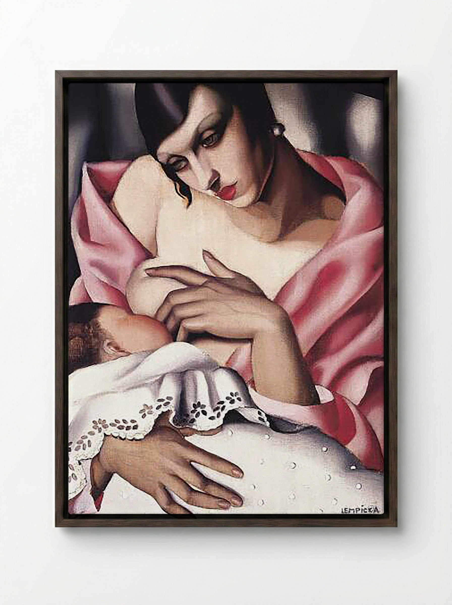 Maternity - Tamara de Lempicka - Framed Canvas Dark Wood