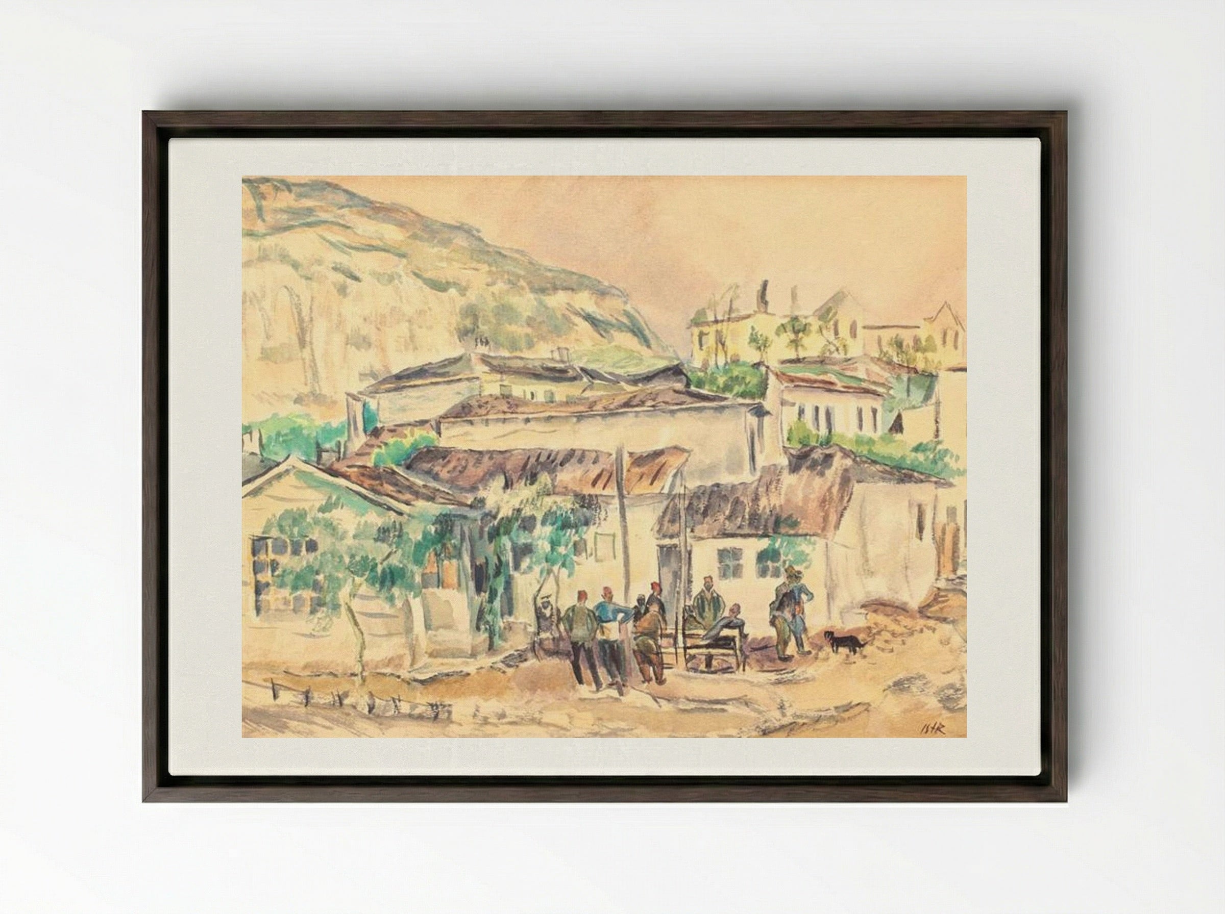 Turks at the Cafe - Iosif Iser - Framed Canvas Dark Wood