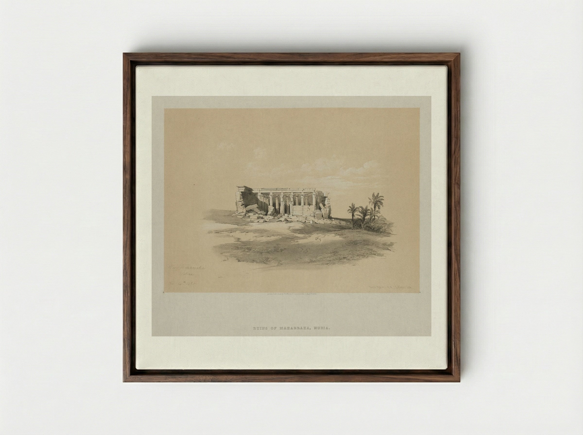 Ruins of Maharraka, Nubia - Louis Haghe - Framed Canvas Dark Wood