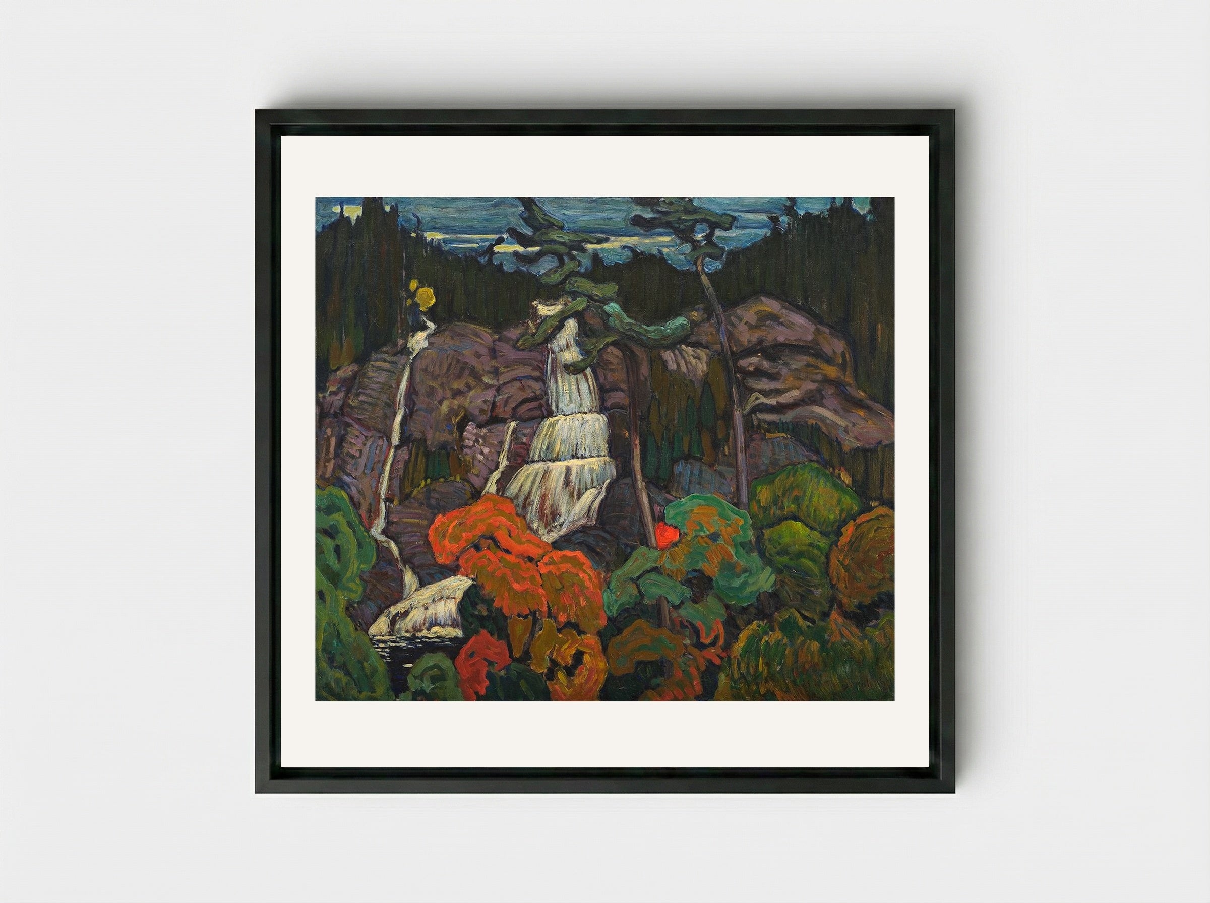 Algoma Waterfall - J. E. H. MacDonald - Framed Canvas Black