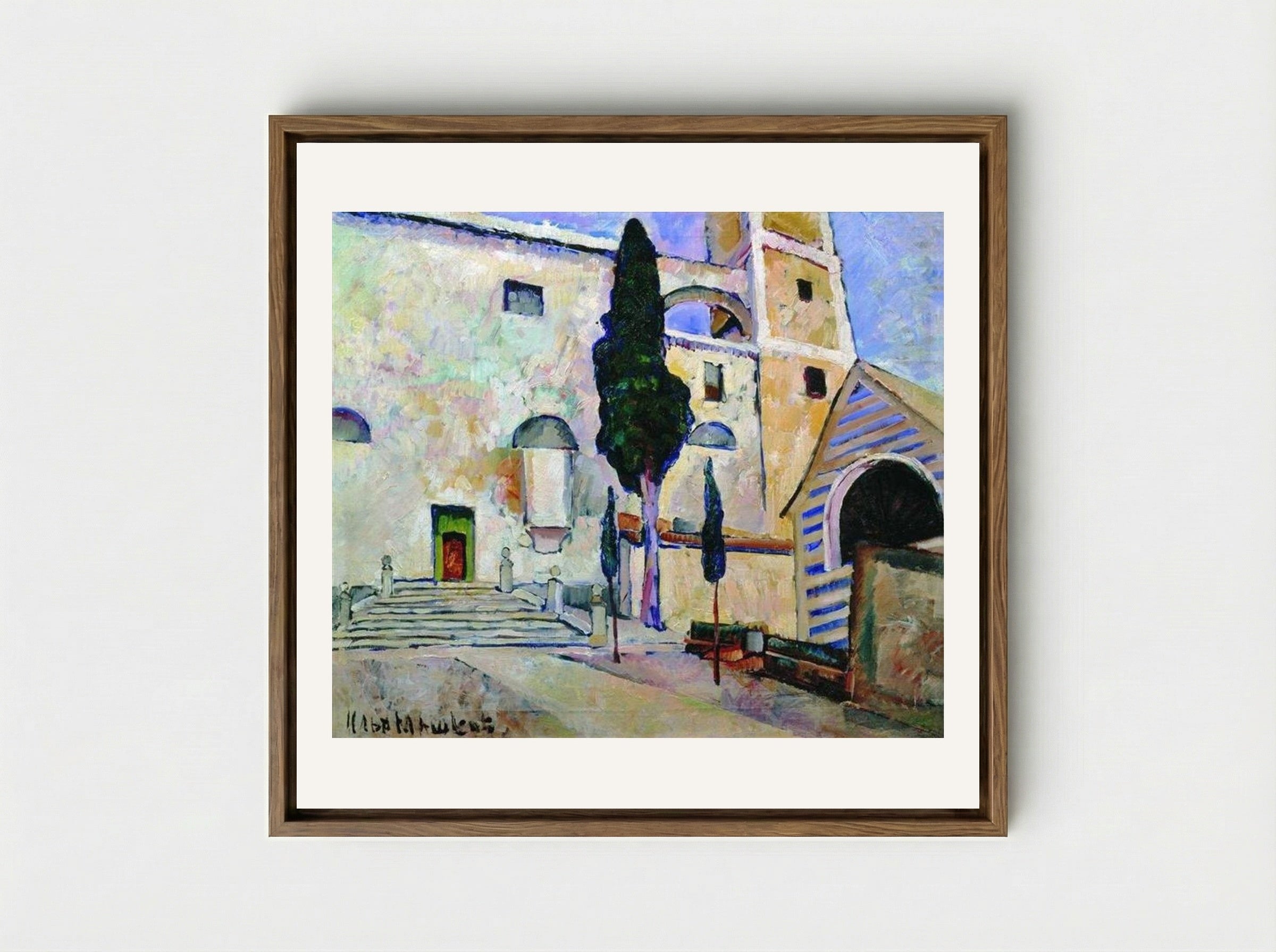 Cypress in the Cathedral Walls, Italy - Ilya Mashkov - Framed Canvas Wood