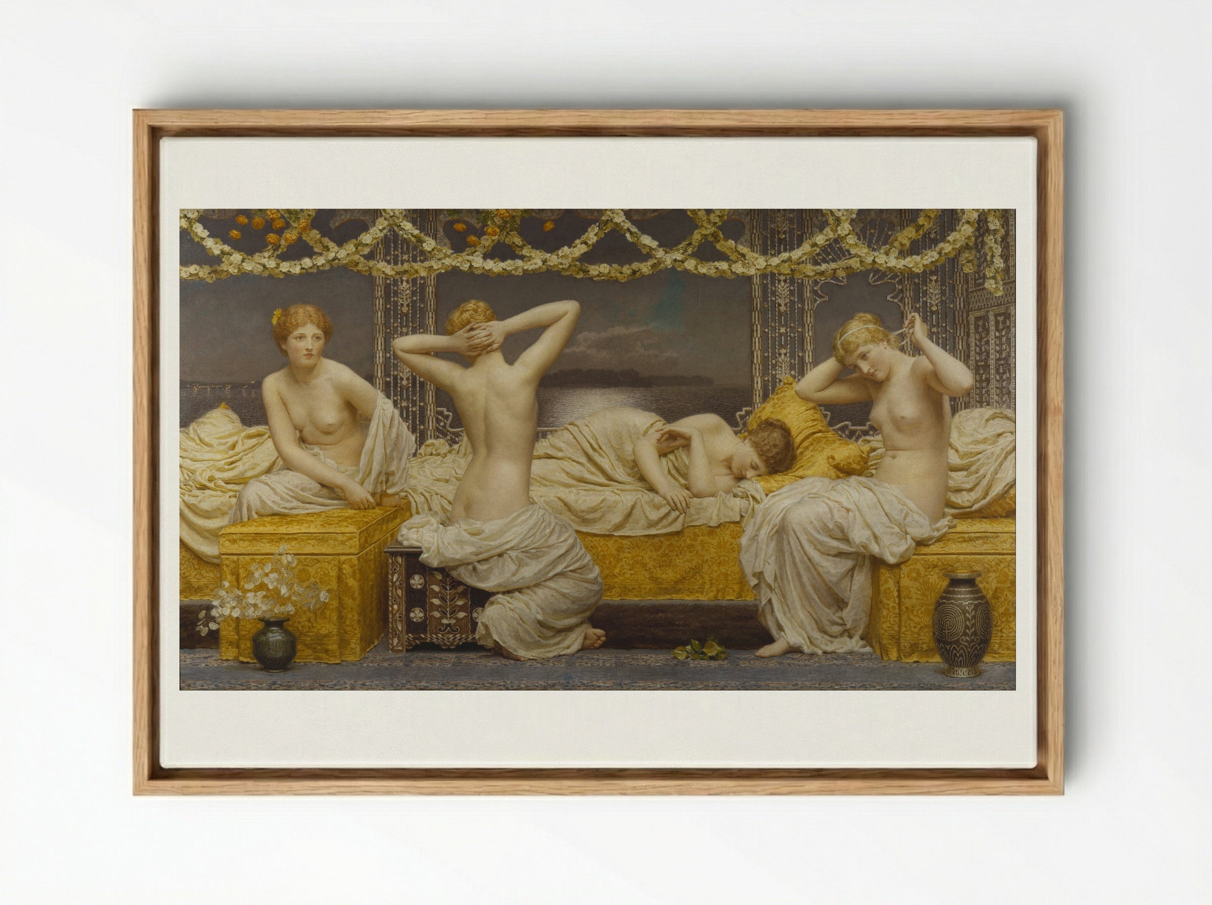 A Summer Night - Albert Joseph Moore - Framed Canvas Wood